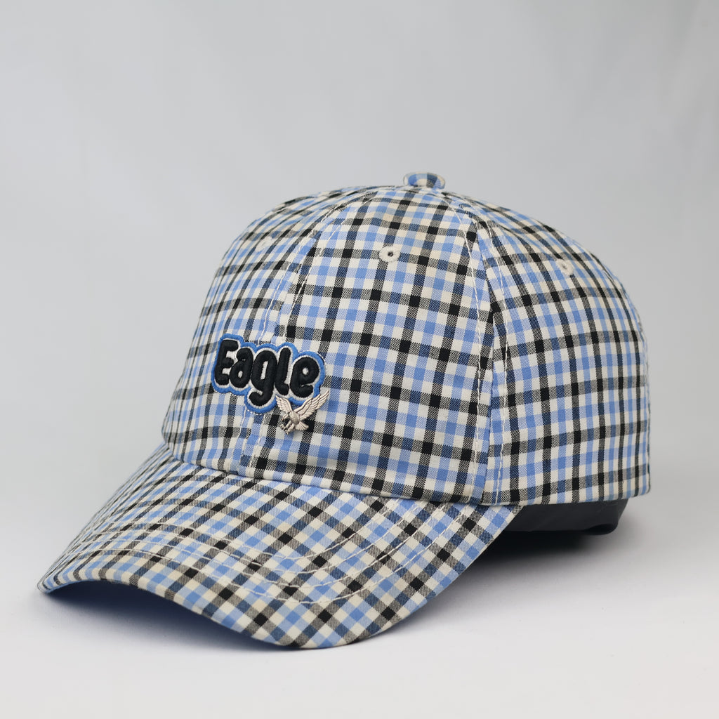 Thrifted V Fashion Eagle Checkered Cap with Metallic Eagle Pin