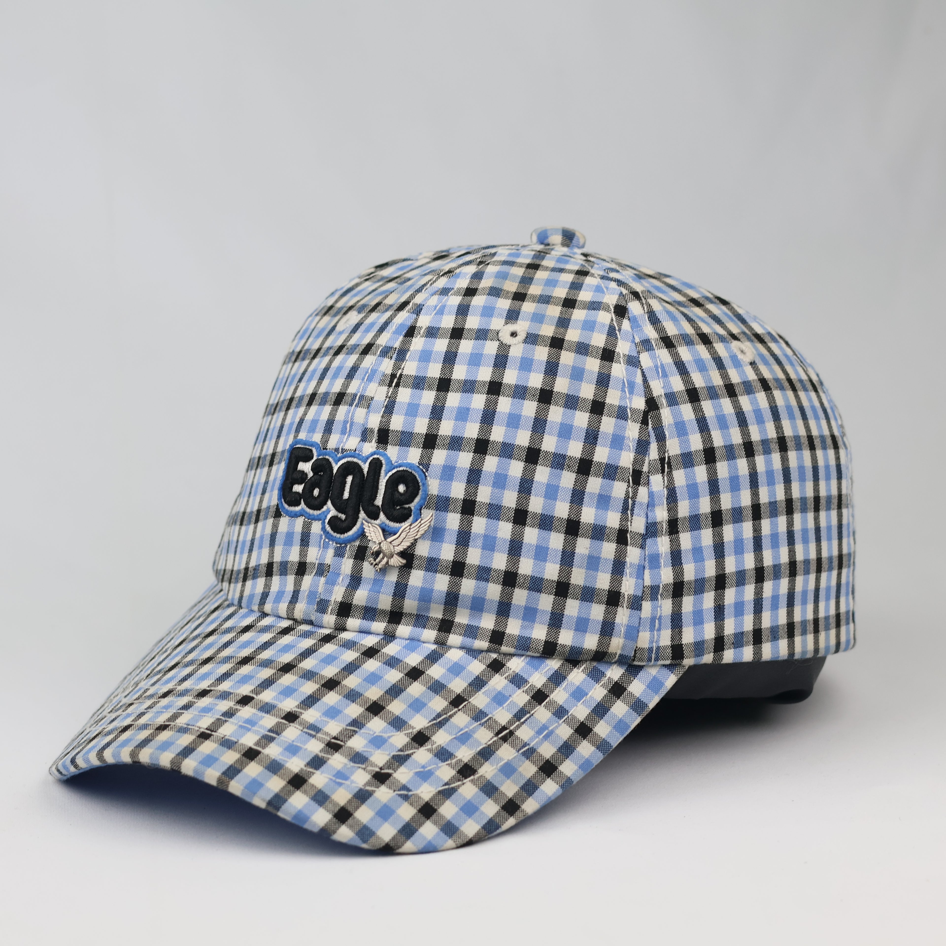 Thrifted V Fashion Eagle Checkered Cap with Metallic Eagle Pin