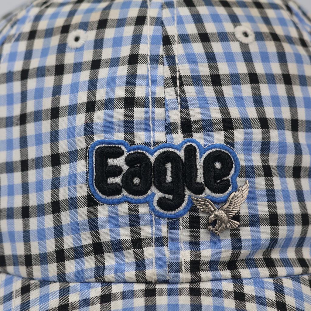 Thrifted V Fashion Eagle Checkered Cap with Metallic Eagle Pin