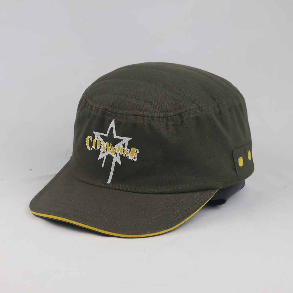 Thrifted Converse Army Green Quilted Top Strapback Hat | 10109