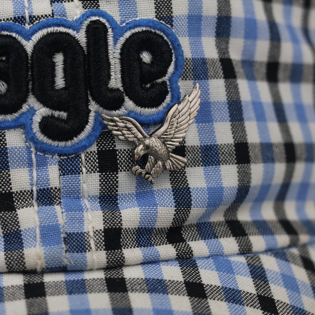 Thrifted V Fashion Eagle Checkered Cap with Metallic Eagle Pin
