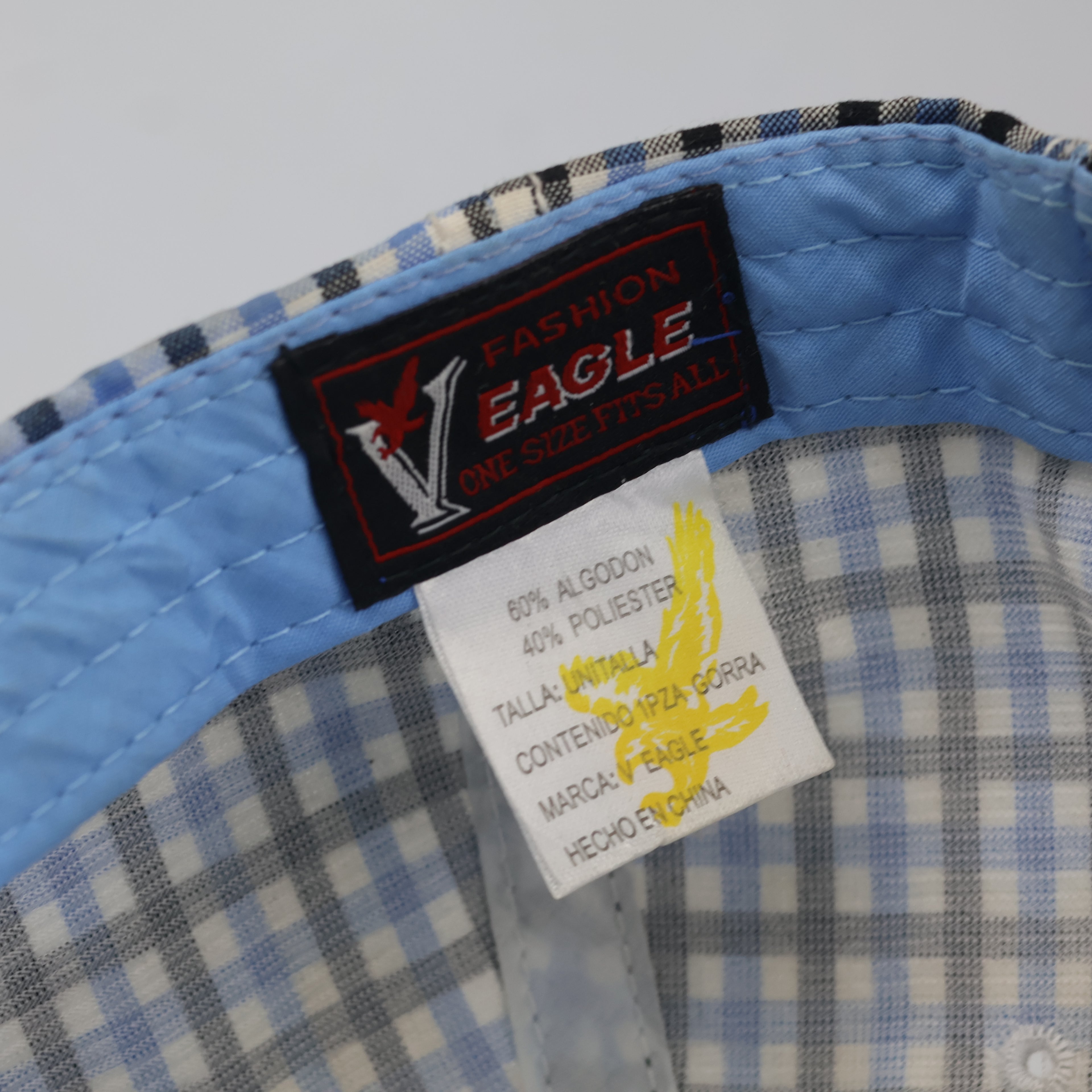 Thrifted V Fashion Eagle Checkered Cap with Metallic Eagle Pin