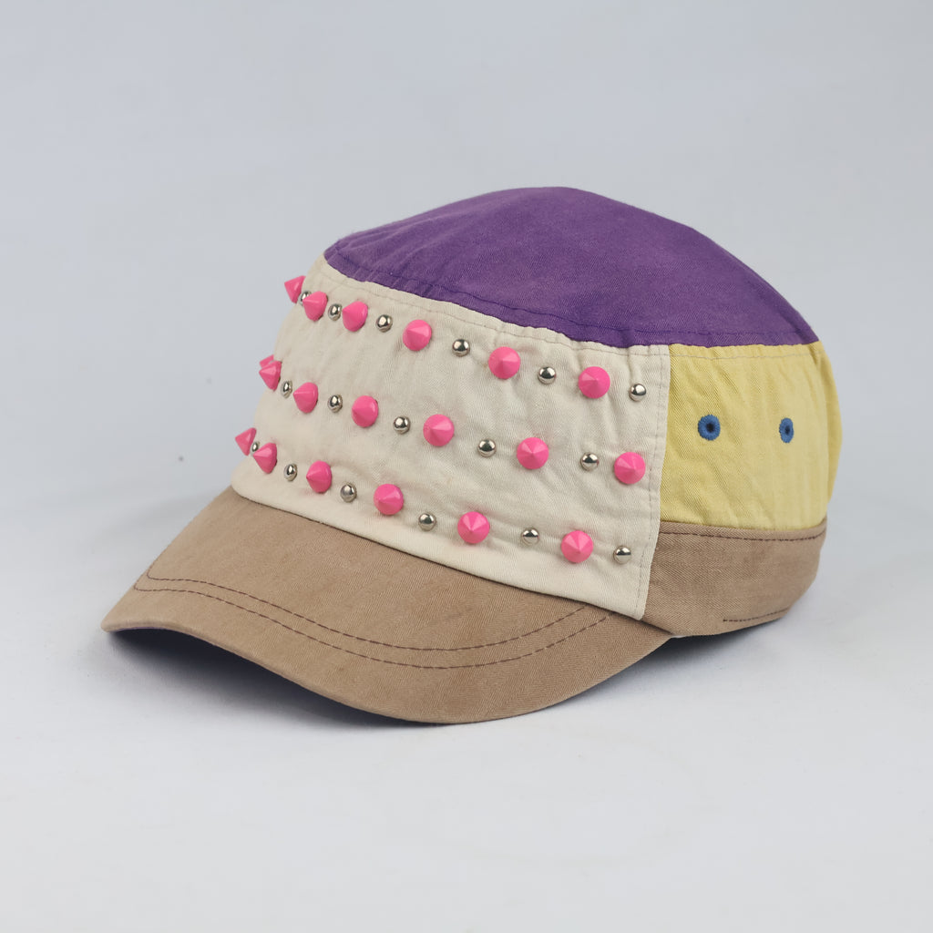 Thrifted Chunlim Pink Studded Multi-Color Military Cap | 10112