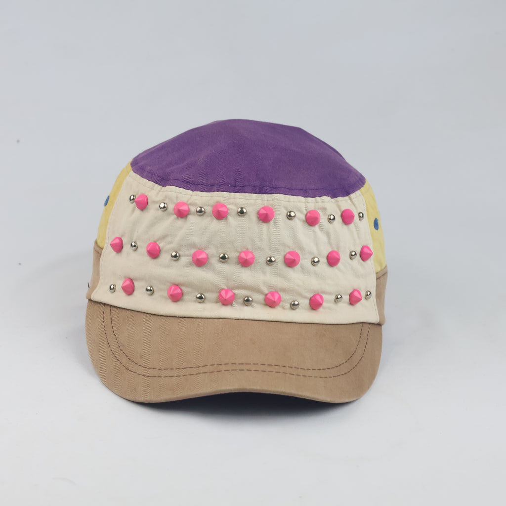Thrifted Chunlim Pink Studded Multi-Color Military Cap | 10112