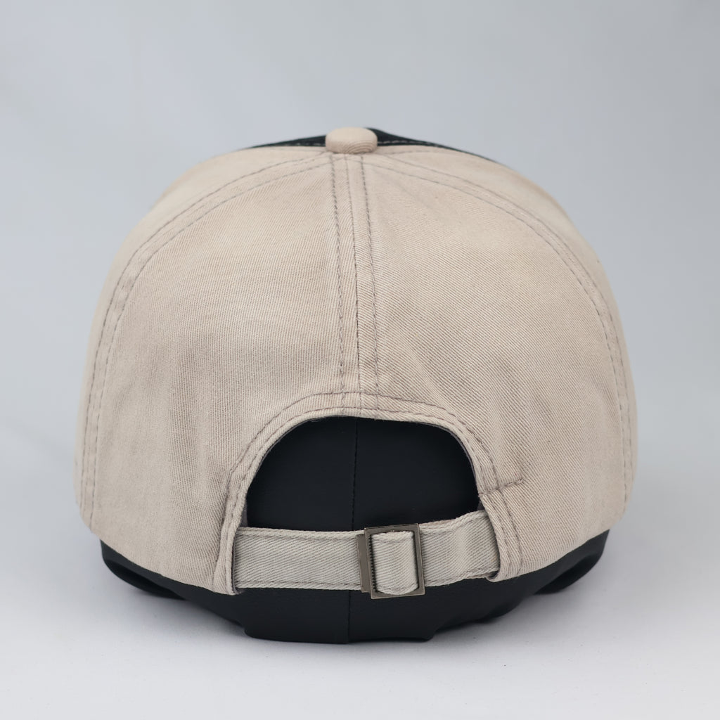 Vintage "Beauty" Script Embroidered Baseball Cap – Beige & Black