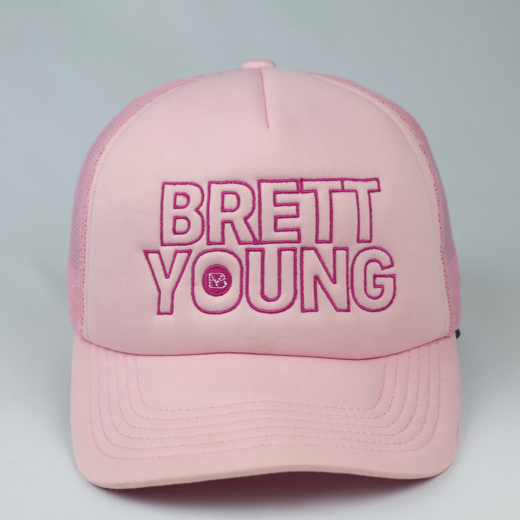 rett Young Official Tour Merchandise Pink Trucker Thrifted Hat – Women's Cap
