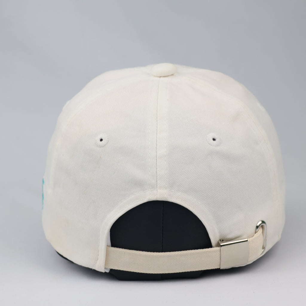 Minimalist "NOTHING" Aesthetic Baseball Cap – Cream & Teal Streetwear
