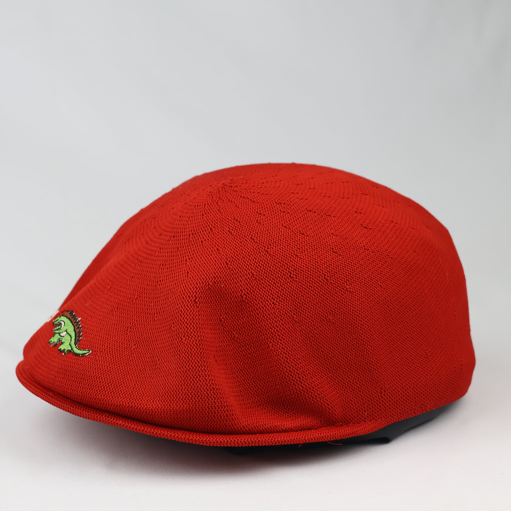 Vintage Red Mesh Knit Ivy Flat Cap – Dinosaur & Horse Patches