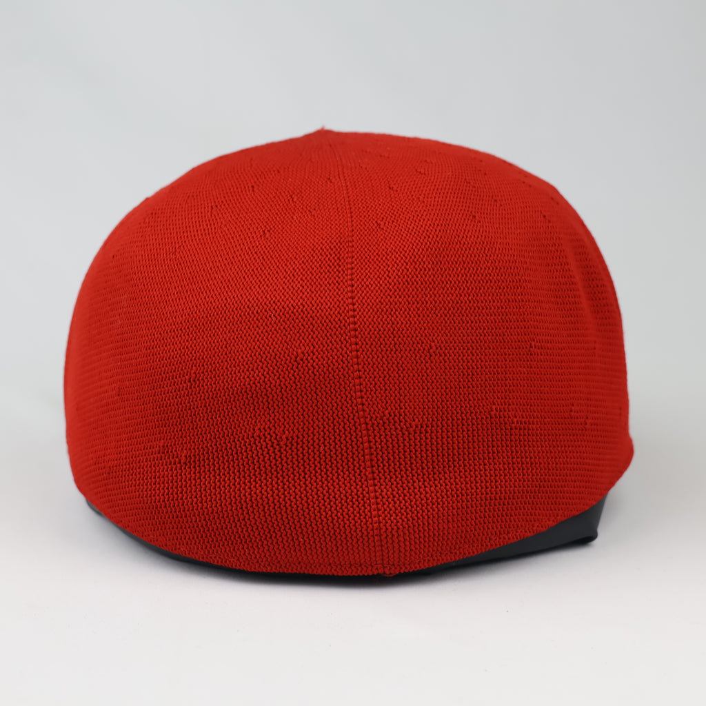 Vintage Red Mesh Knit Ivy Flat Cap – Dinosaur & Horse Patches