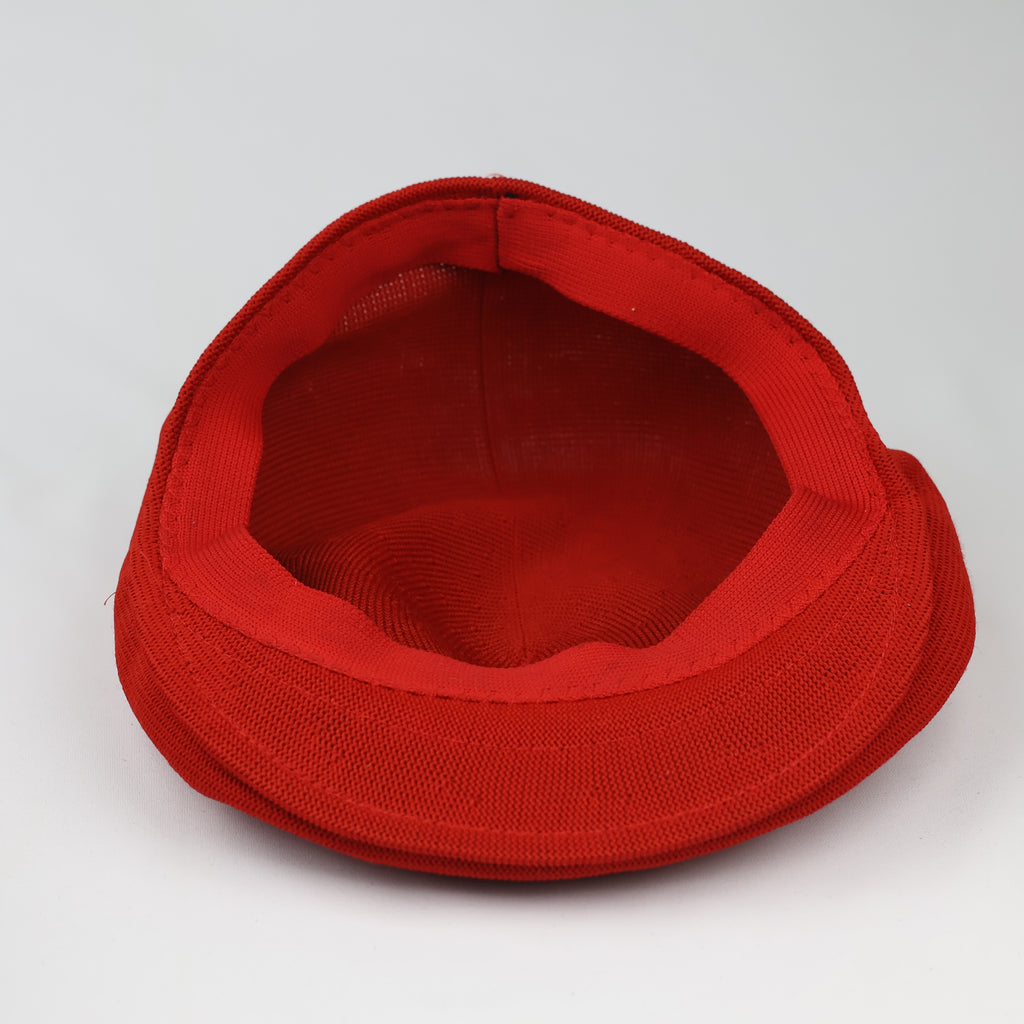Vintage Red Mesh Knit Ivy Flat Cap – Dinosaur & Horse Patches