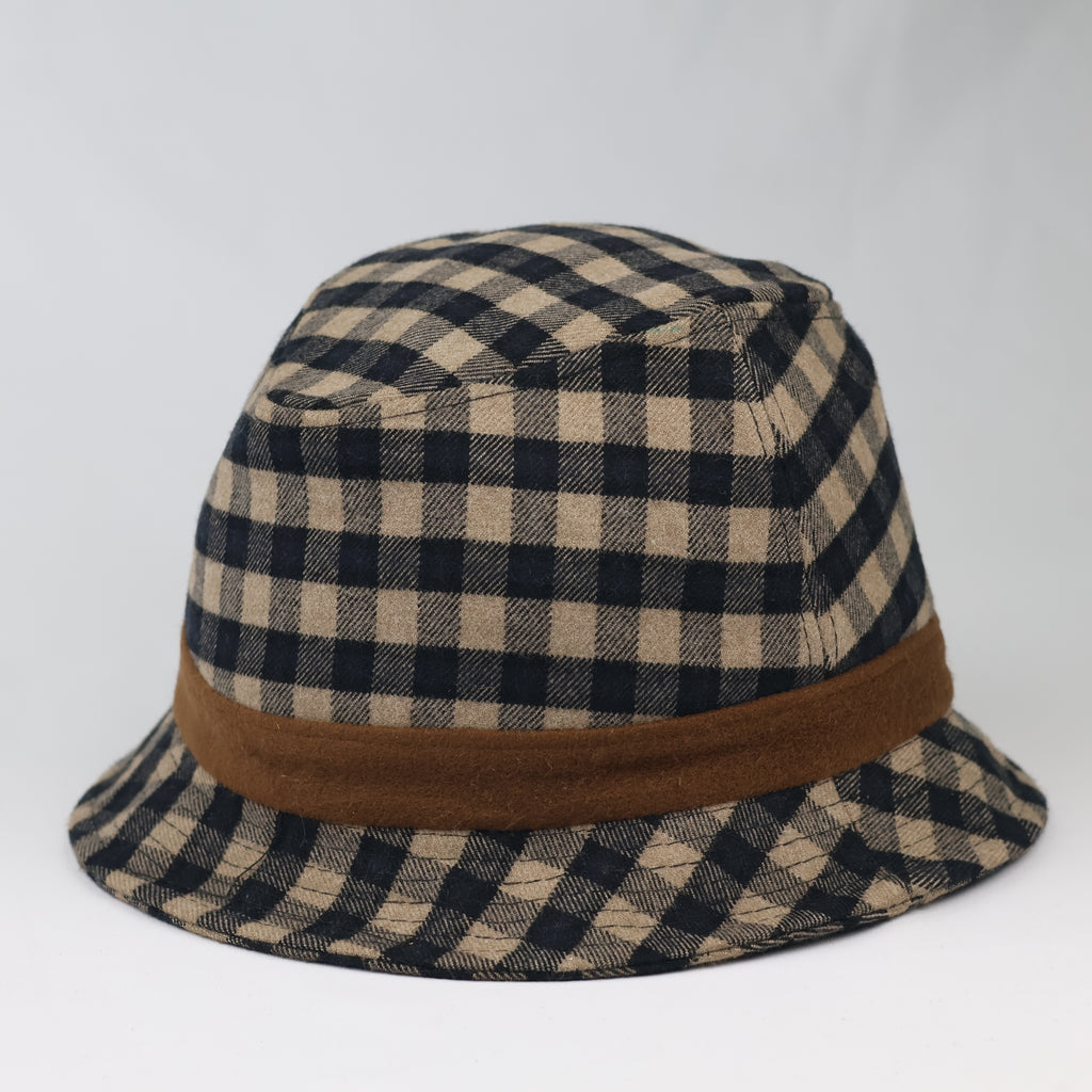 Thrifted Brown Checkered Soft Casual Trilbies Cap