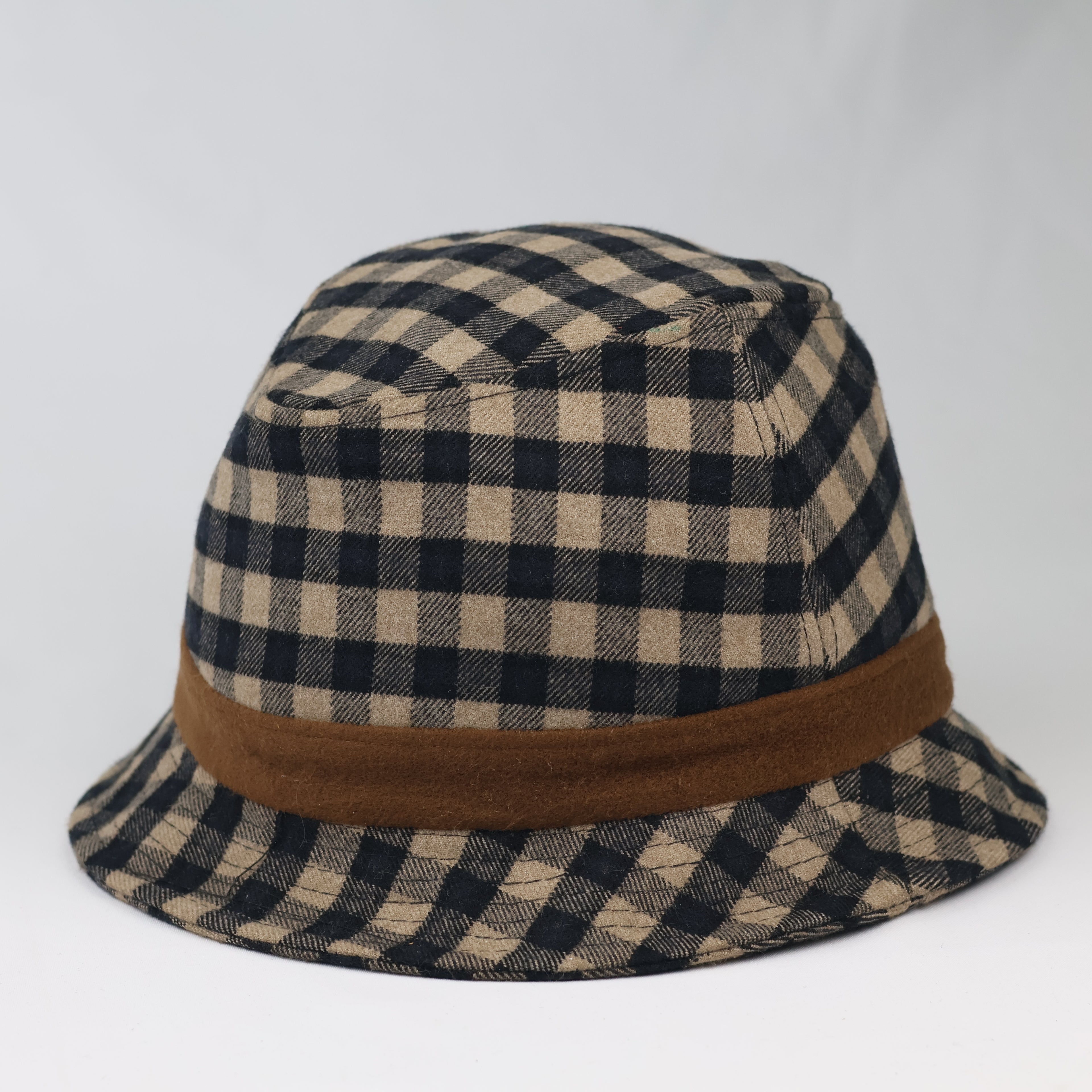 Thrifted Brown Checkered Soft Casual Trilbies Cap