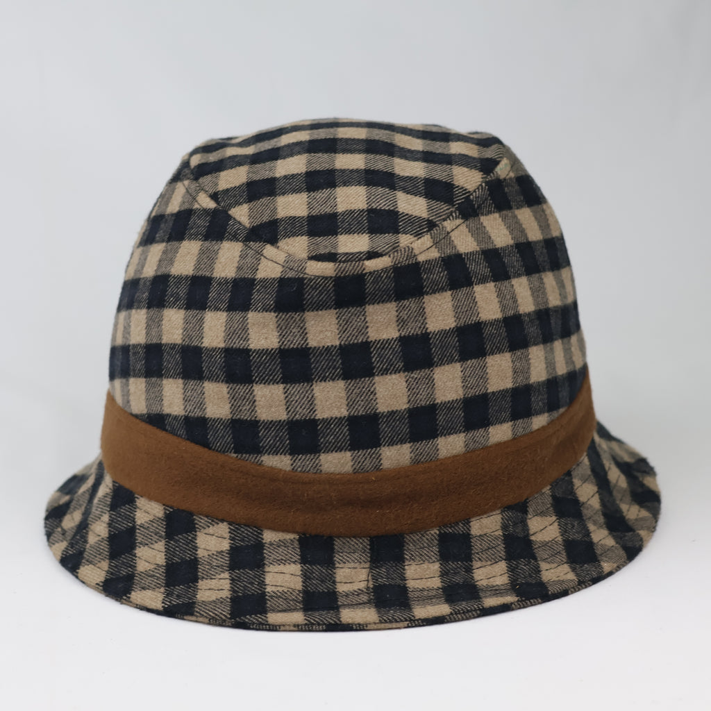 Thrifted Brown Checkered Soft Casual Trilbies Cap
