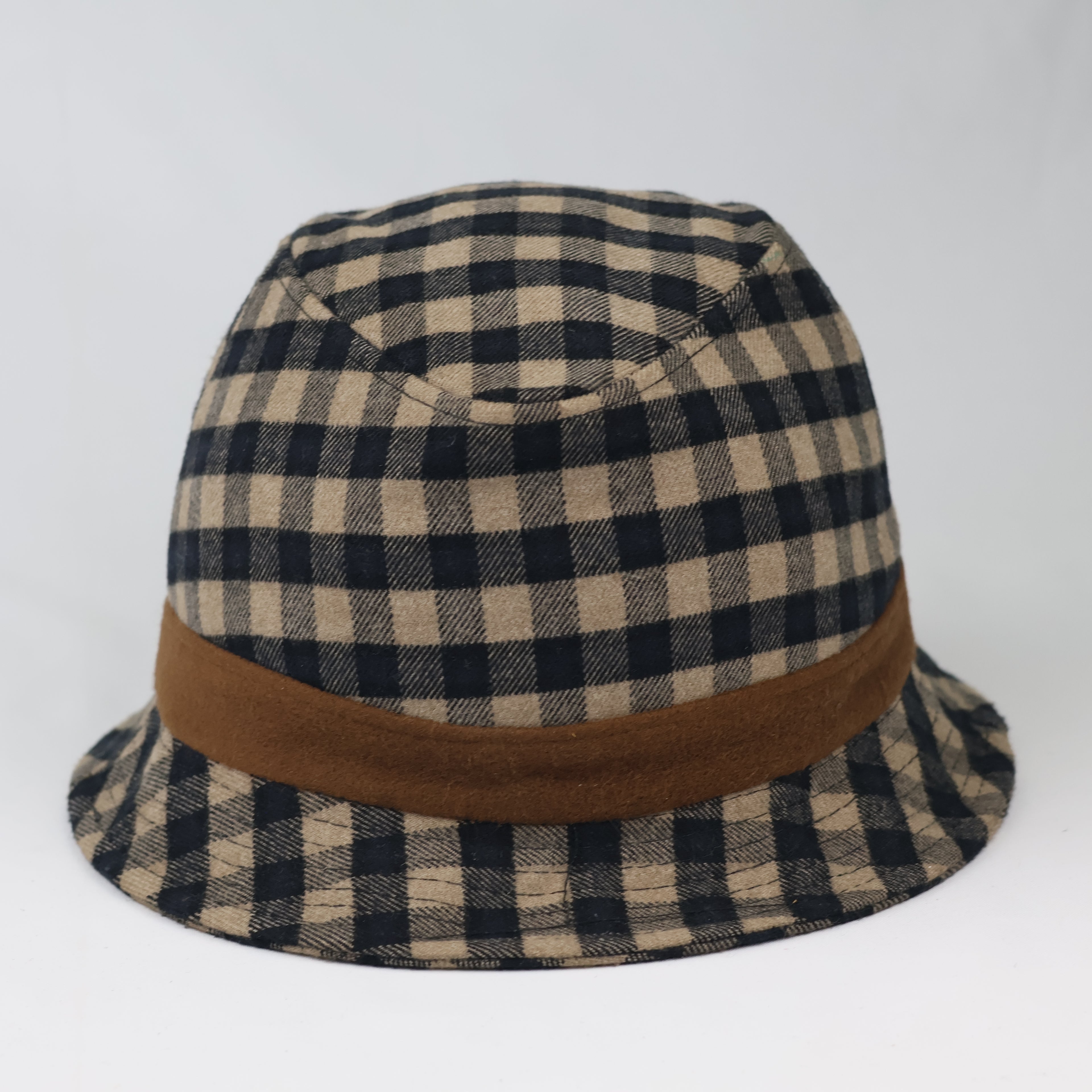Thrifted Brown Checkered Soft Casual Trilbies Cap