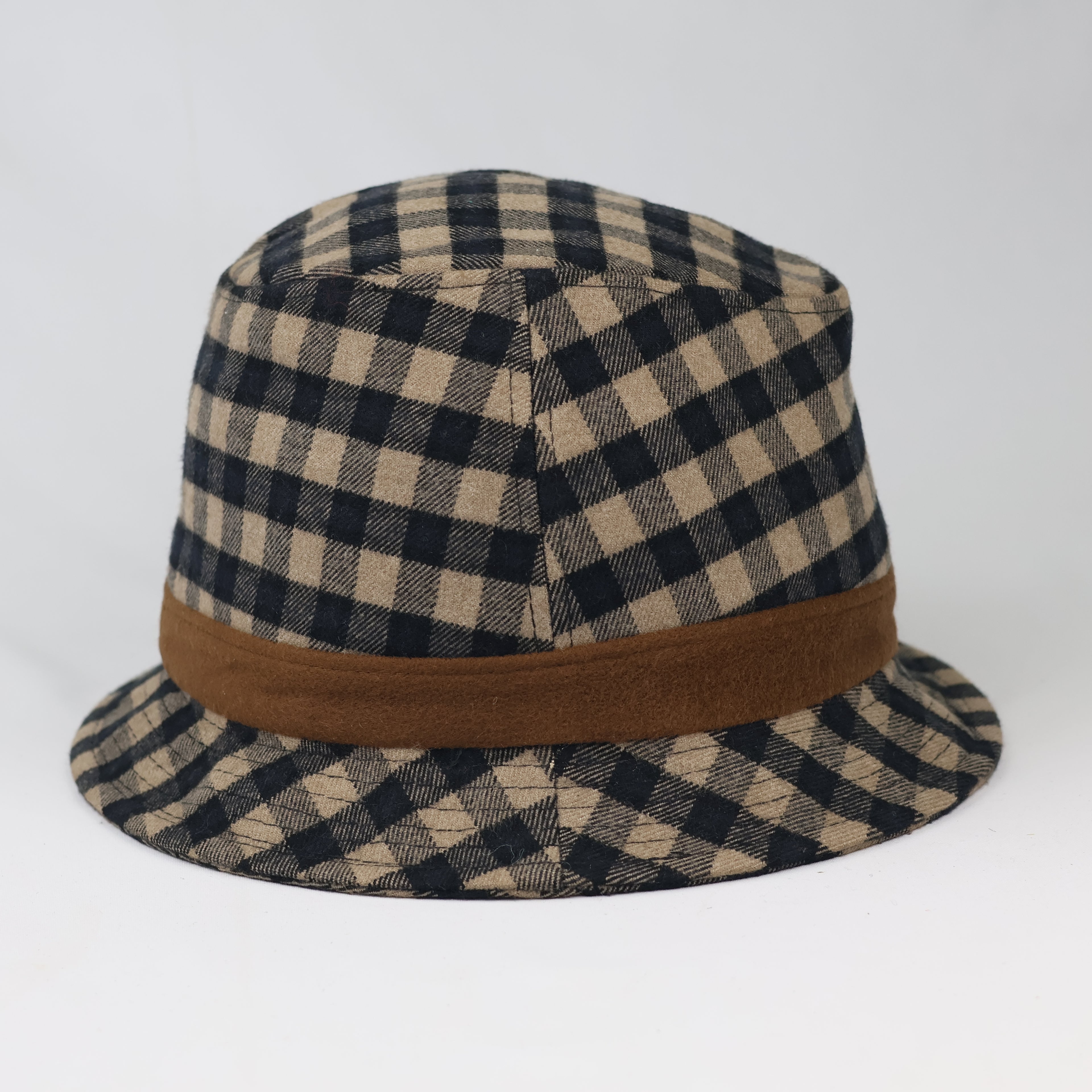 Thrifted Brown Checkered Soft Casual Trilbies Cap
