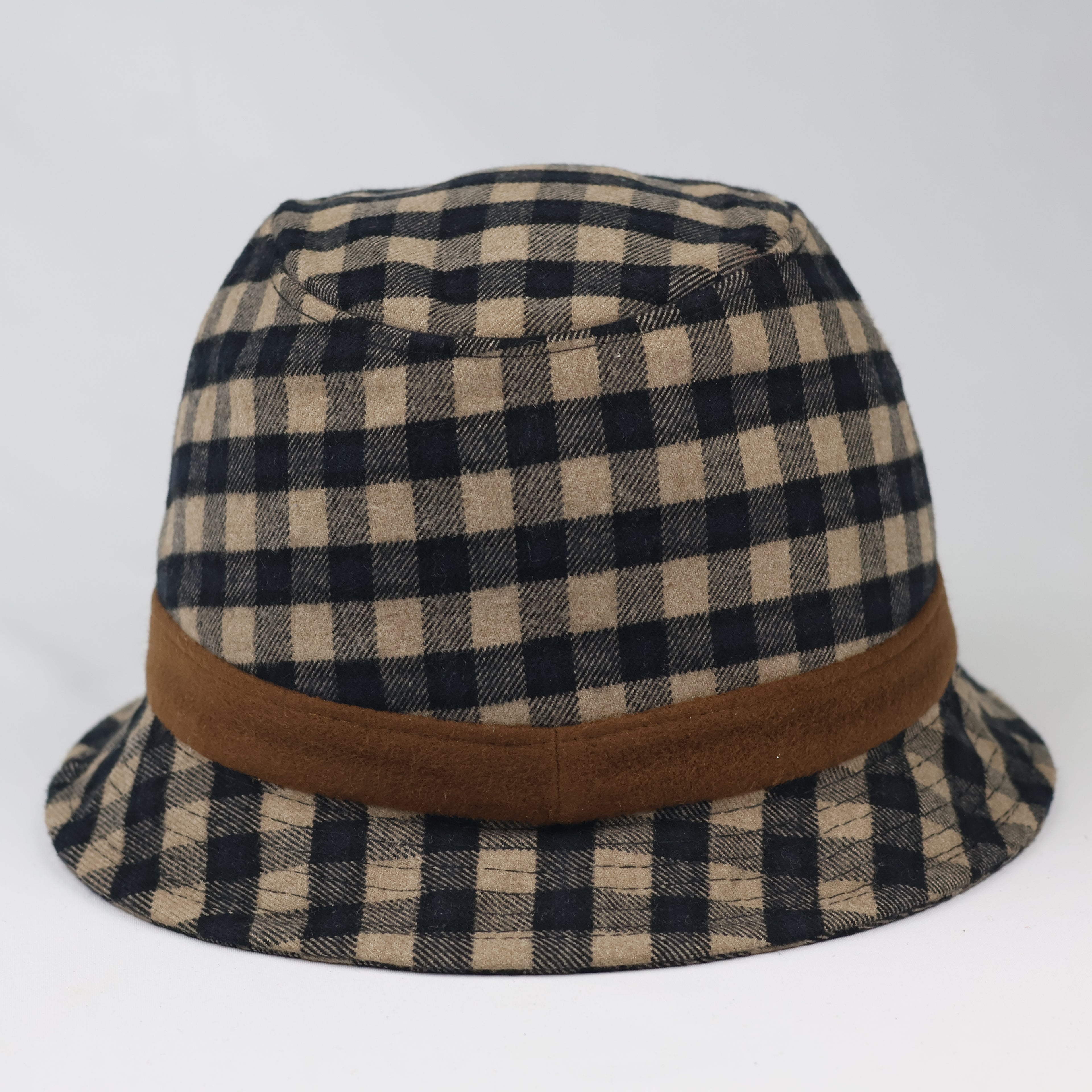 Thrifted Brown Checkered Soft Casual Trilbies Cap