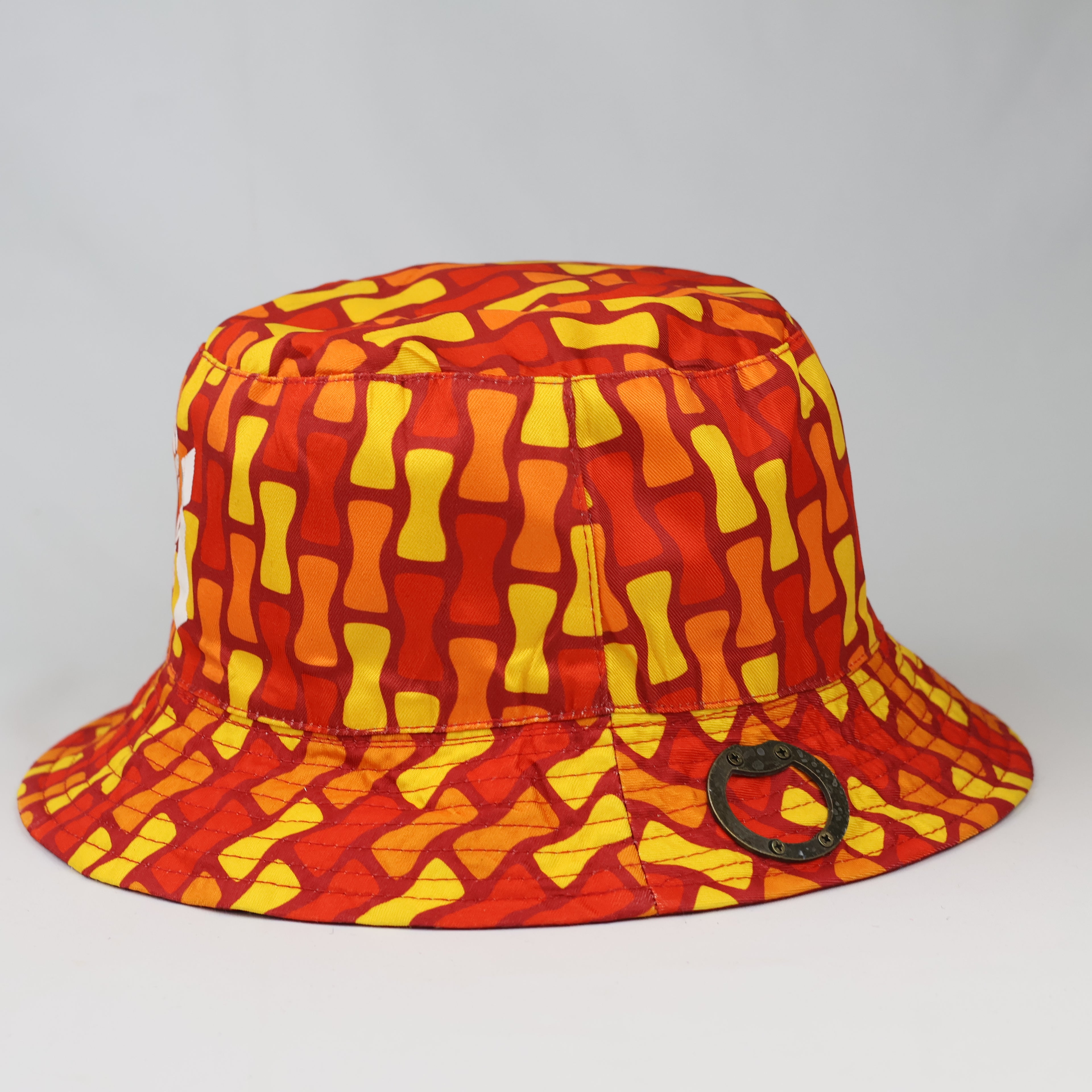 Reversible Festival Bucket Hat with Built-in Bottle Opener – Retro Print