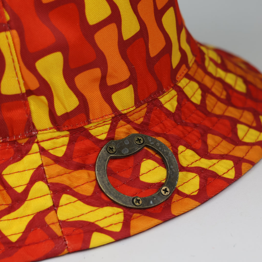 Reversible Festival Bucket Hat with Built-in Bottle Opener – Retro Print