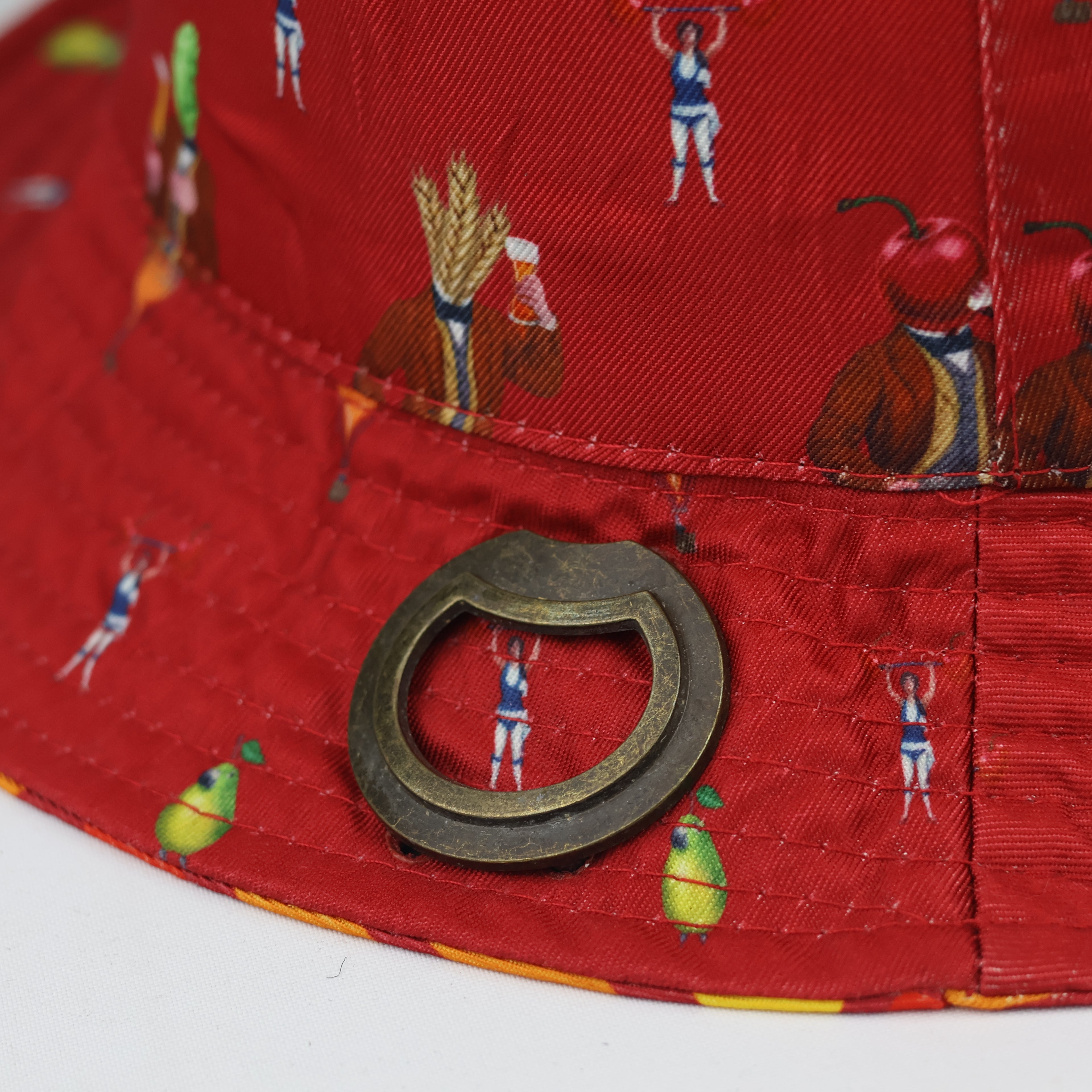 Reversible Festival Bucket Hat with Built-in Bottle Opener – Retro Print