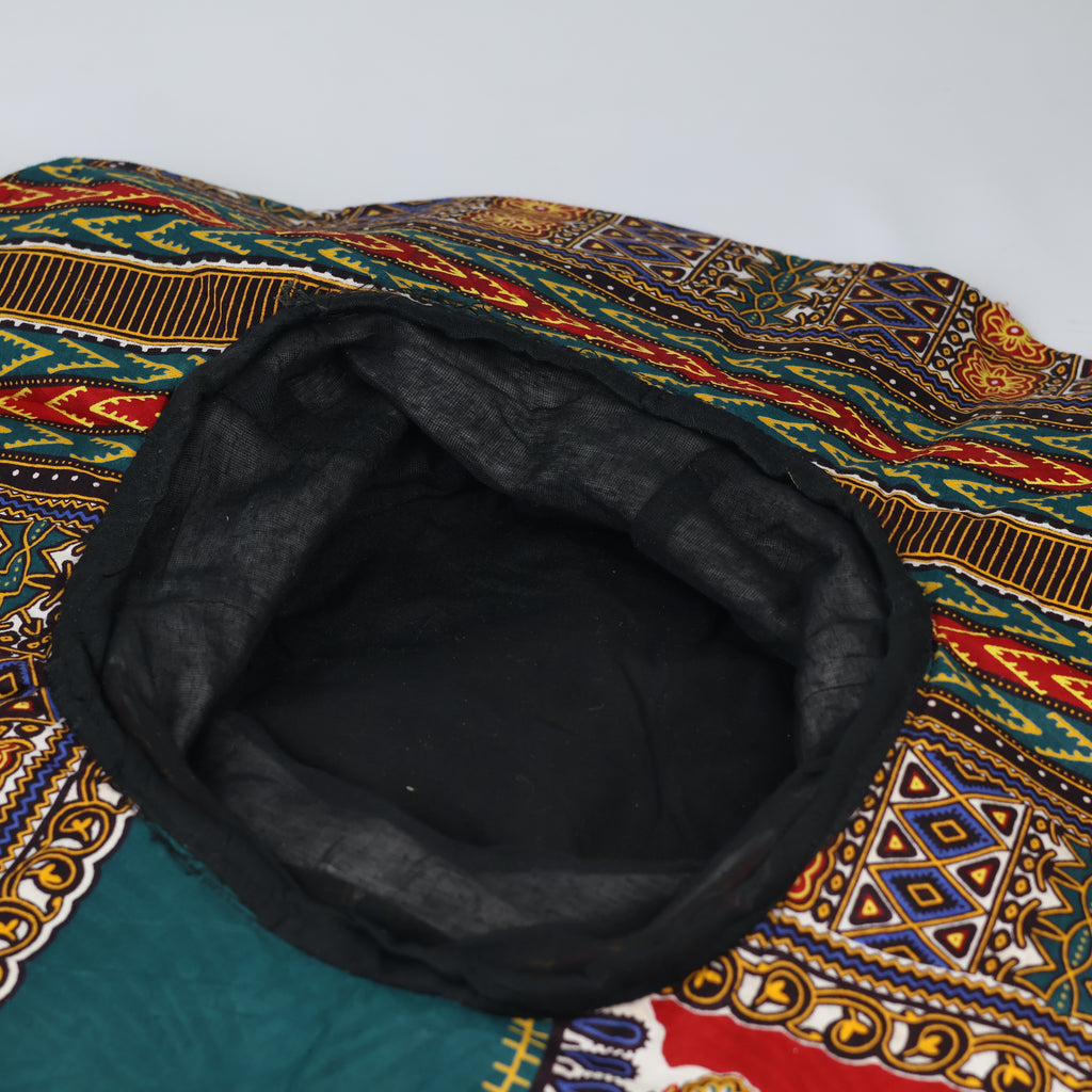 Vintage African Dashiki Print Wide Brim Sun Hat - Vibrant Red