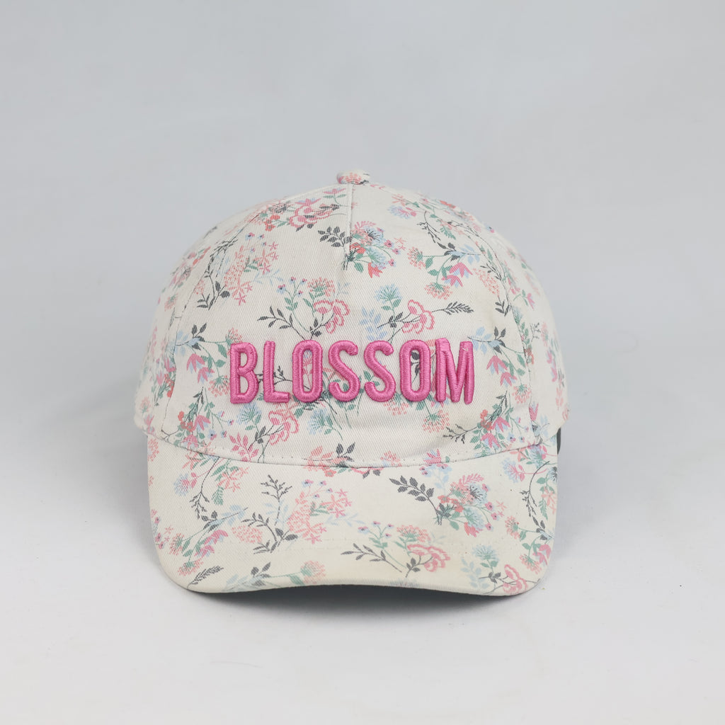 Thrifted All-Over Floral Print Pink Slogan Snapback Hat (57-58 cm) | 10119