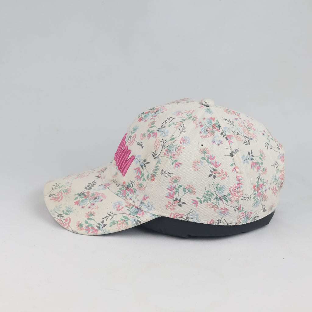 Thrifted All-Over Floral Print Pink Slogan Snapback Hat (57-58 cm) | 10119
