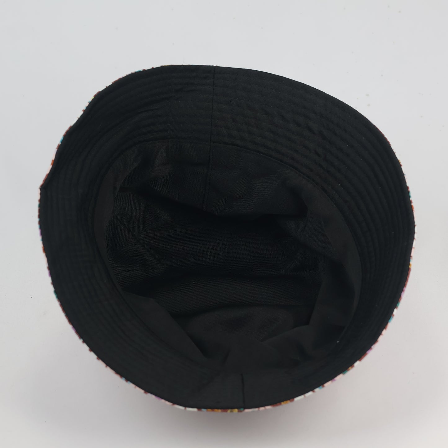 Double-Sided Daisy Print Bucket Hat - Maroon Floral & Solid Black | Unisex