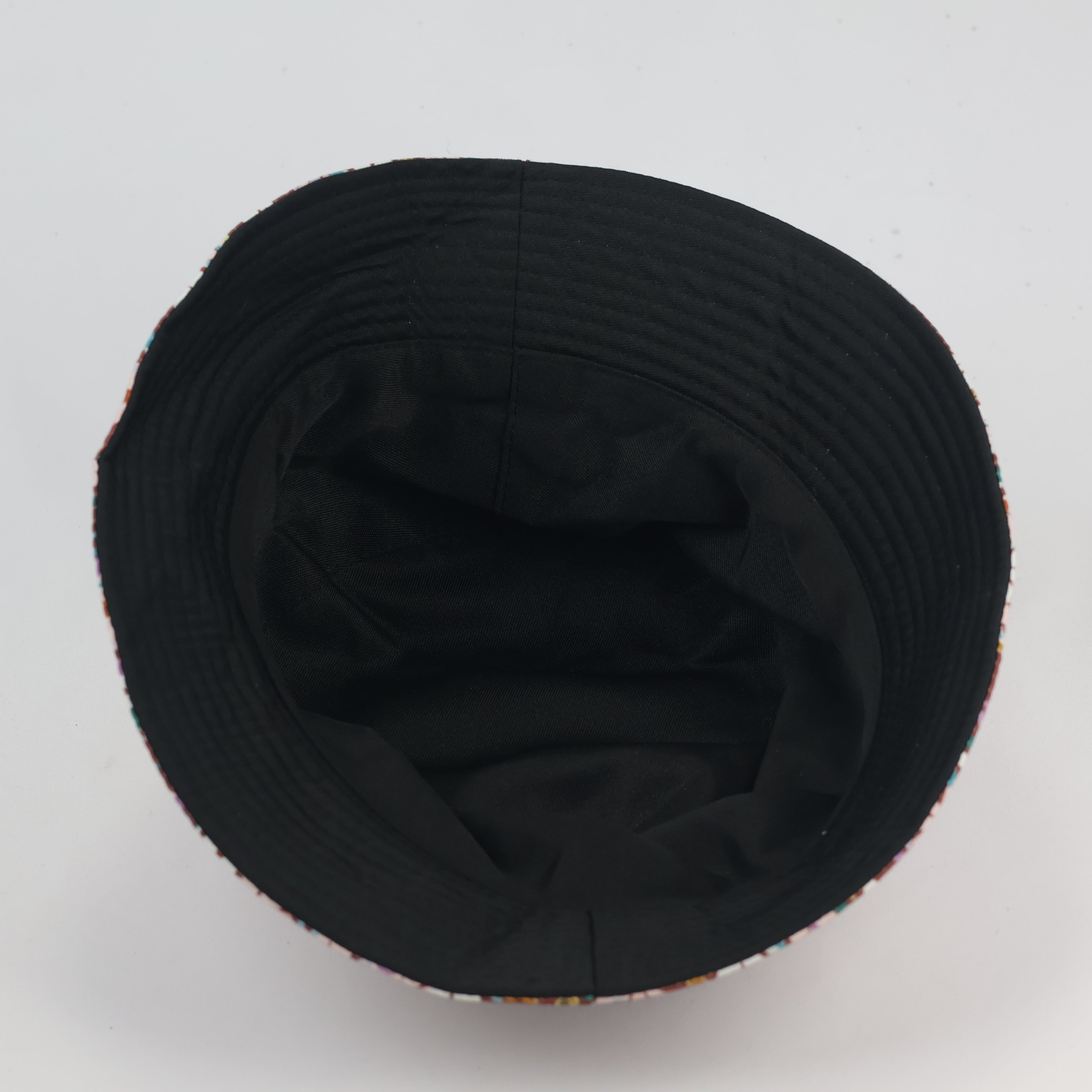 Double-Sided Daisy Print Bucket Hat - Maroon Floral & Solid Black | Unisex