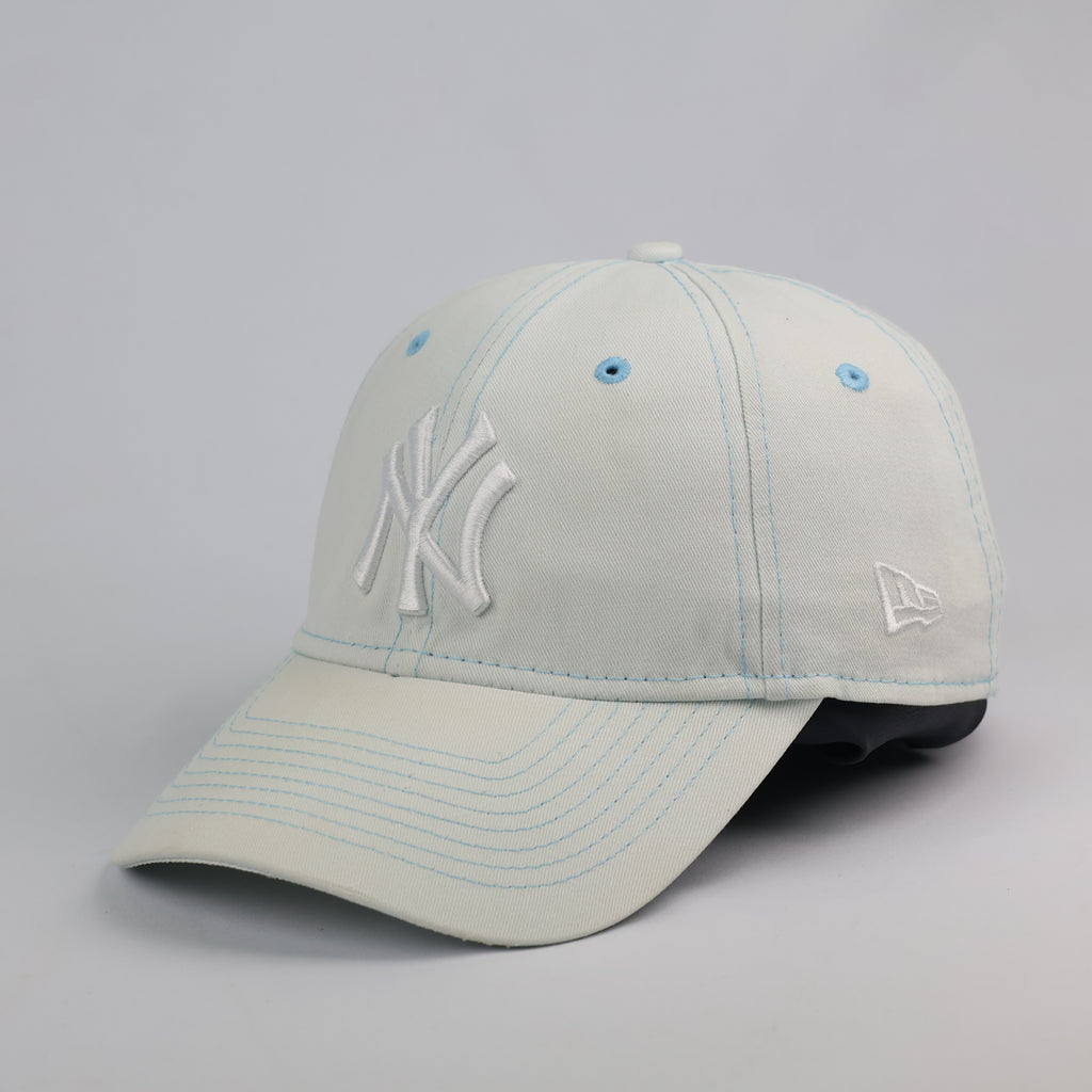 Vintage New Era 9FORTY NY Yankees Thrifted  Cap - Ice Blue with Contrast Stitch