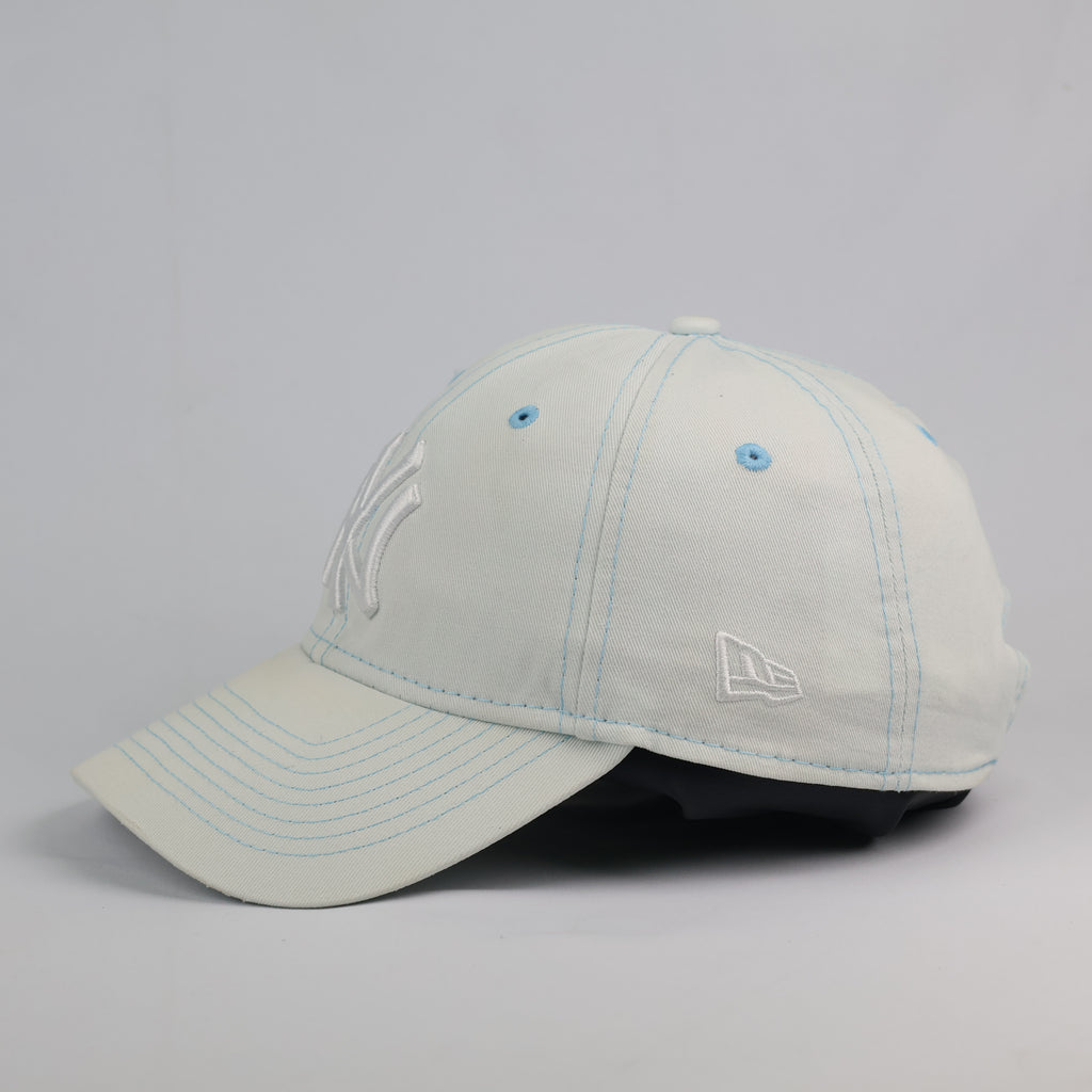 Vintage New Era 9FORTY NY Yankees Thrifted  Cap - Ice Blue with Contrast Stitch