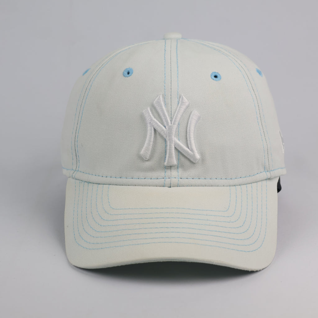 Vintage New Era 9FORTY NY Yankees Thrifted  Cap - Ice Blue with Contrast Stitch