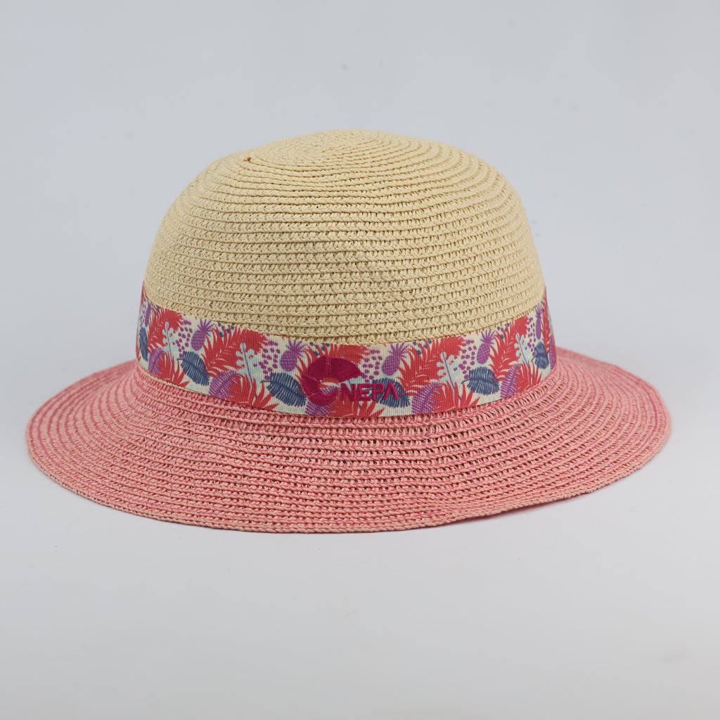 Thrifted Nepa Outdoor Straw Beach Hat | Tropical Ribbon Sun Cap