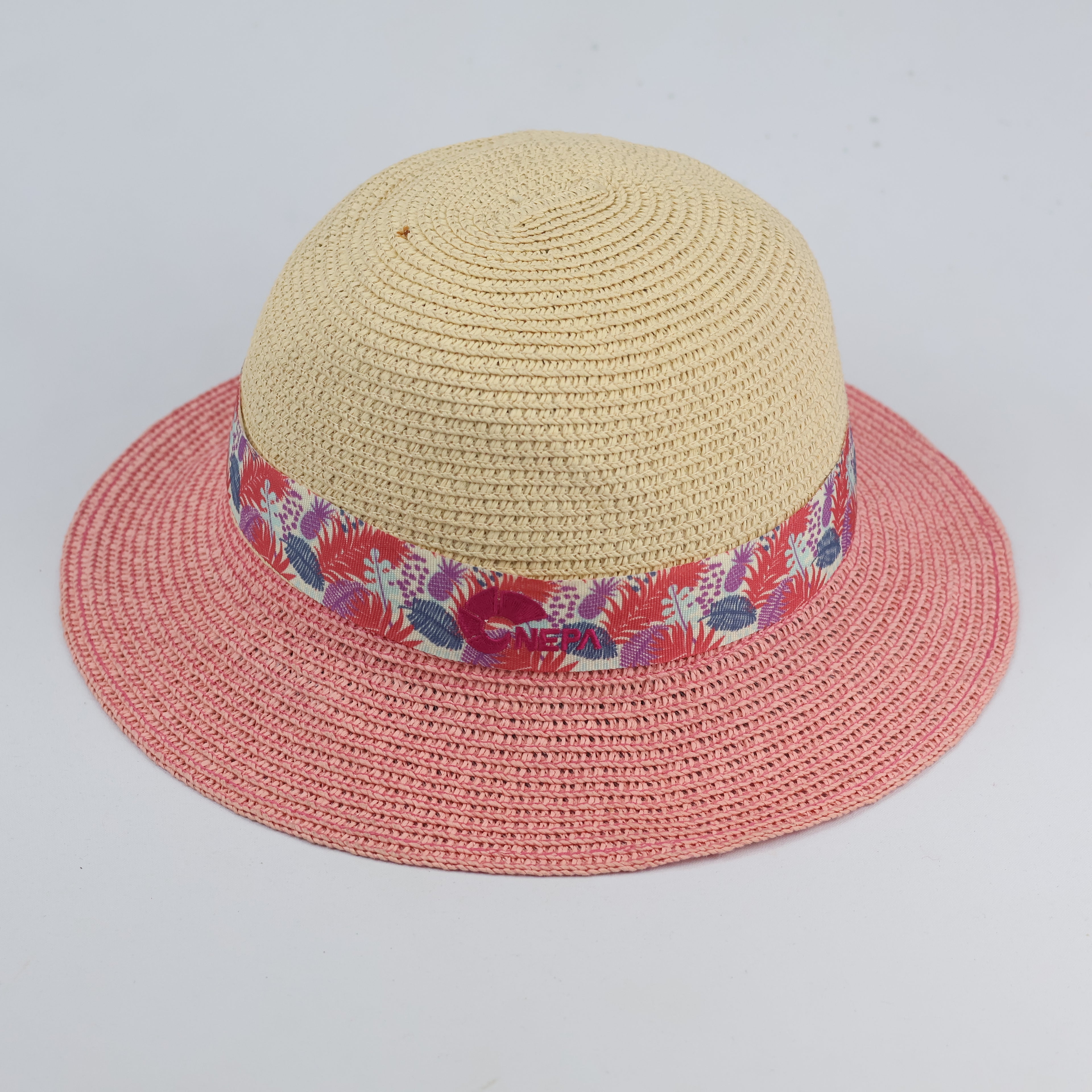 Thrifted Nepa Outdoor Straw Beach Hat | Tropical Ribbon Sun Cap