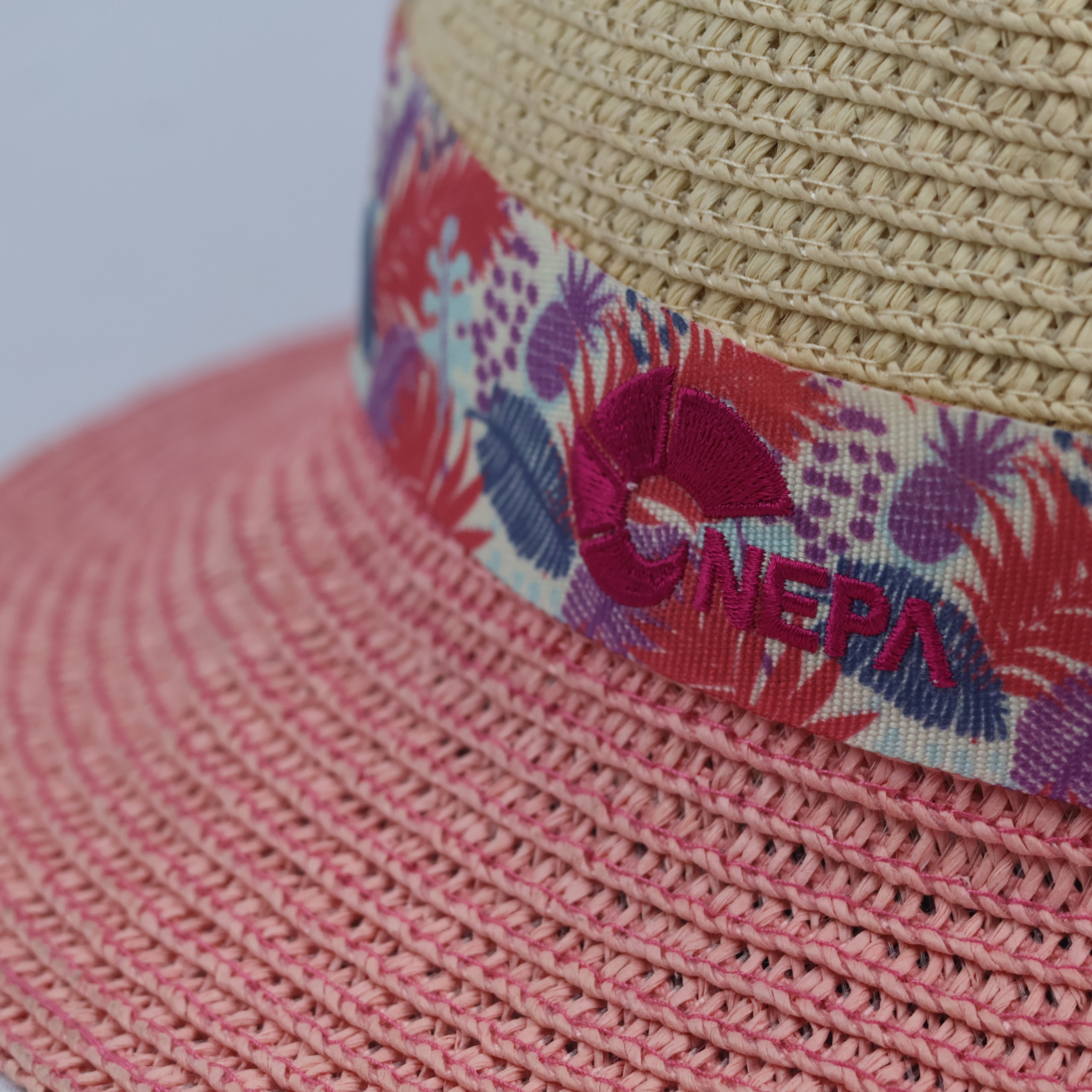 Thrifted Nepa Outdoor Straw Beach Hat | Tropical Ribbon Sun Cap