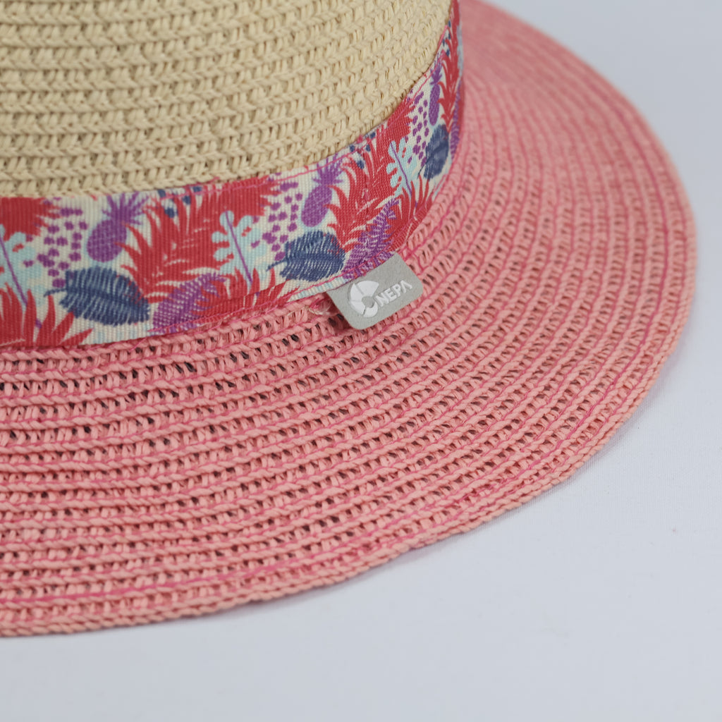 Thrifted Nepa Outdoor Straw Beach Hat | Tropical Ribbon Sun Cap
