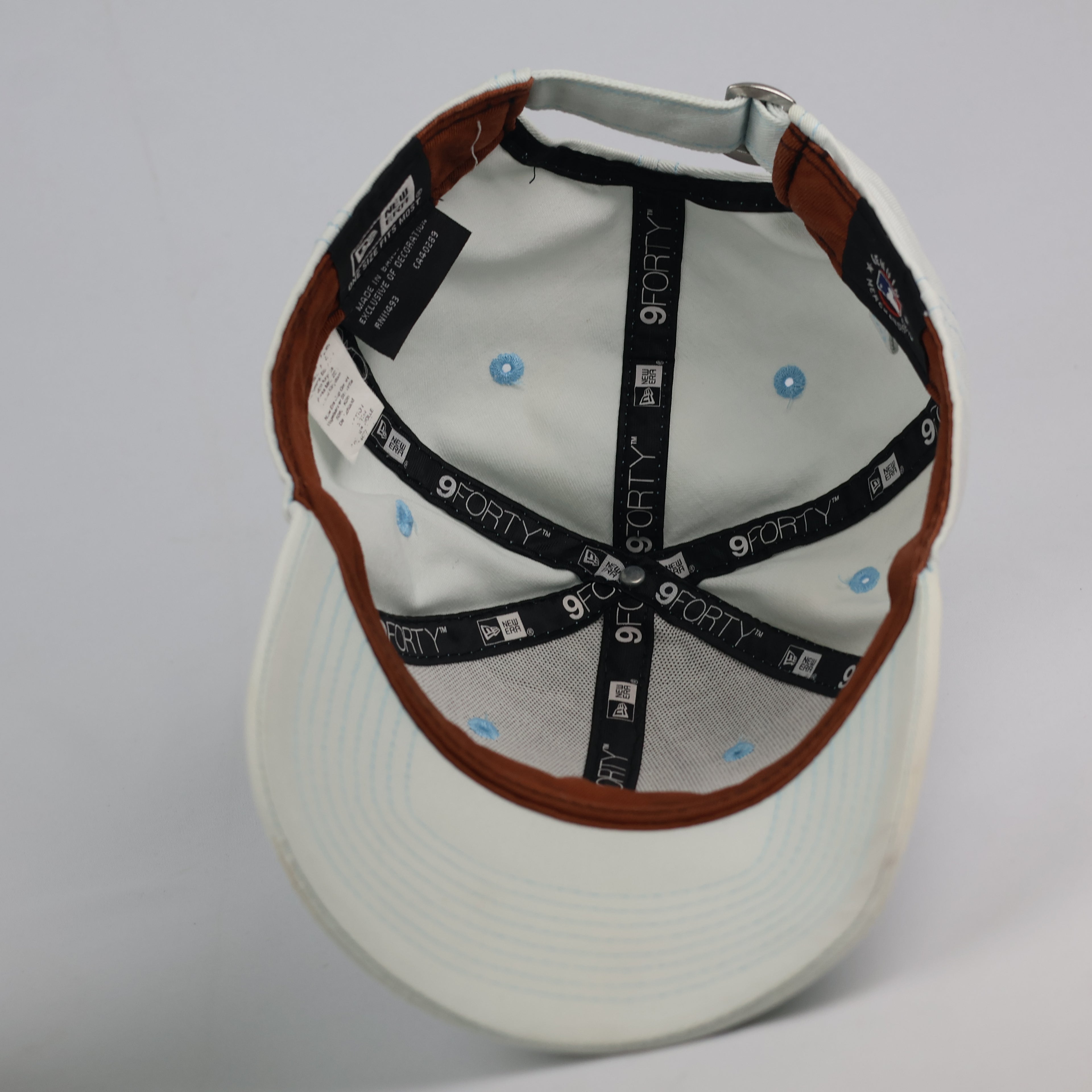 Vintage New Era 9FORTY NY Yankees Thrifted  Cap - Ice Blue with Contrast Stitch