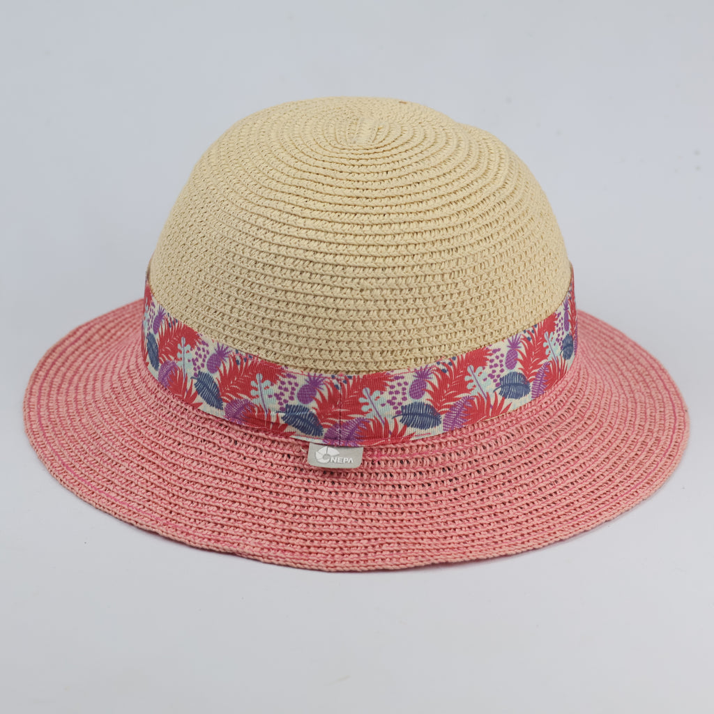 Thrifted Nepa Outdoor Straw Beach Hat | Tropical Ribbon Sun Cap