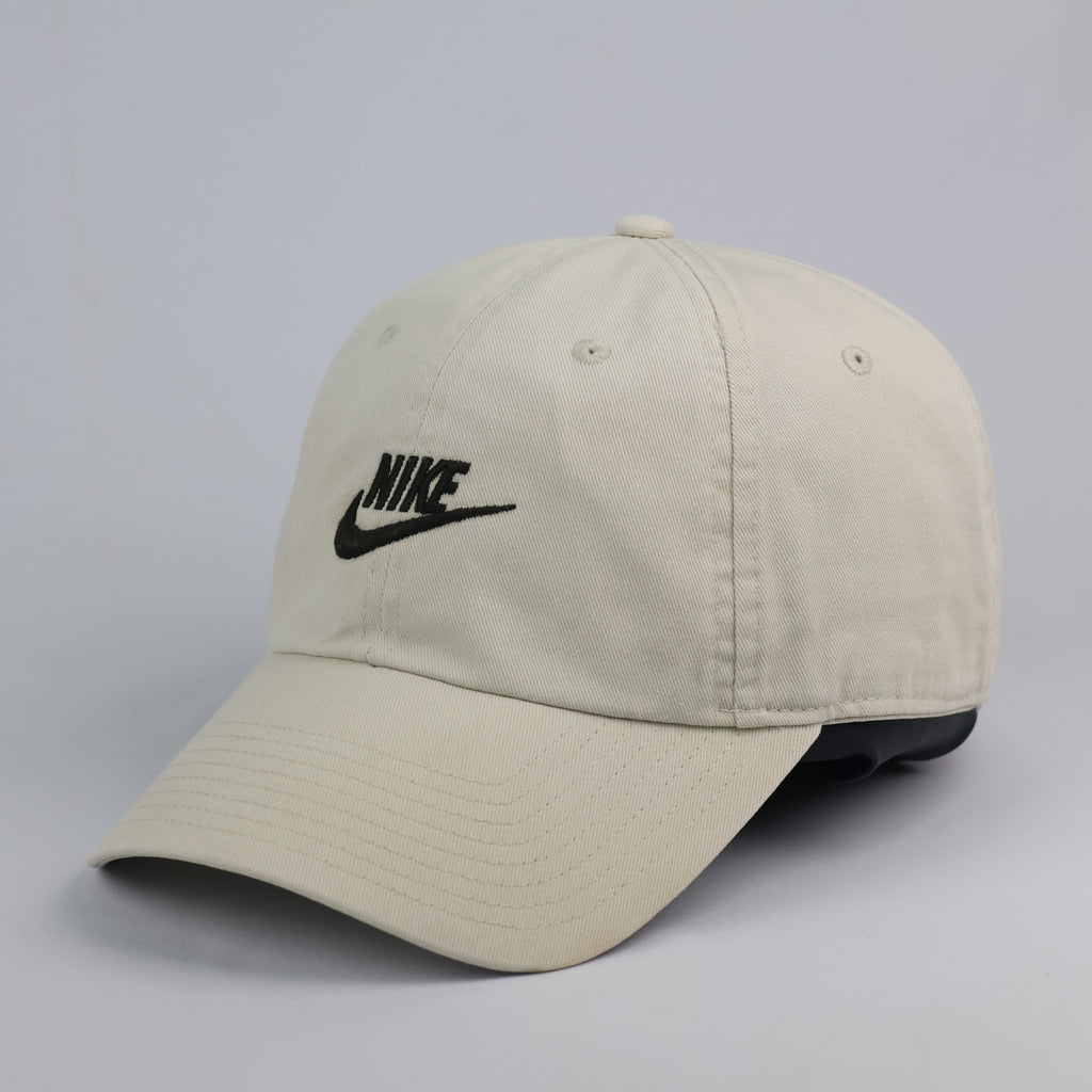 Vintage Nike Heritage86 Futura Swoosh Thrifted Cap - Beige/Cream Twill