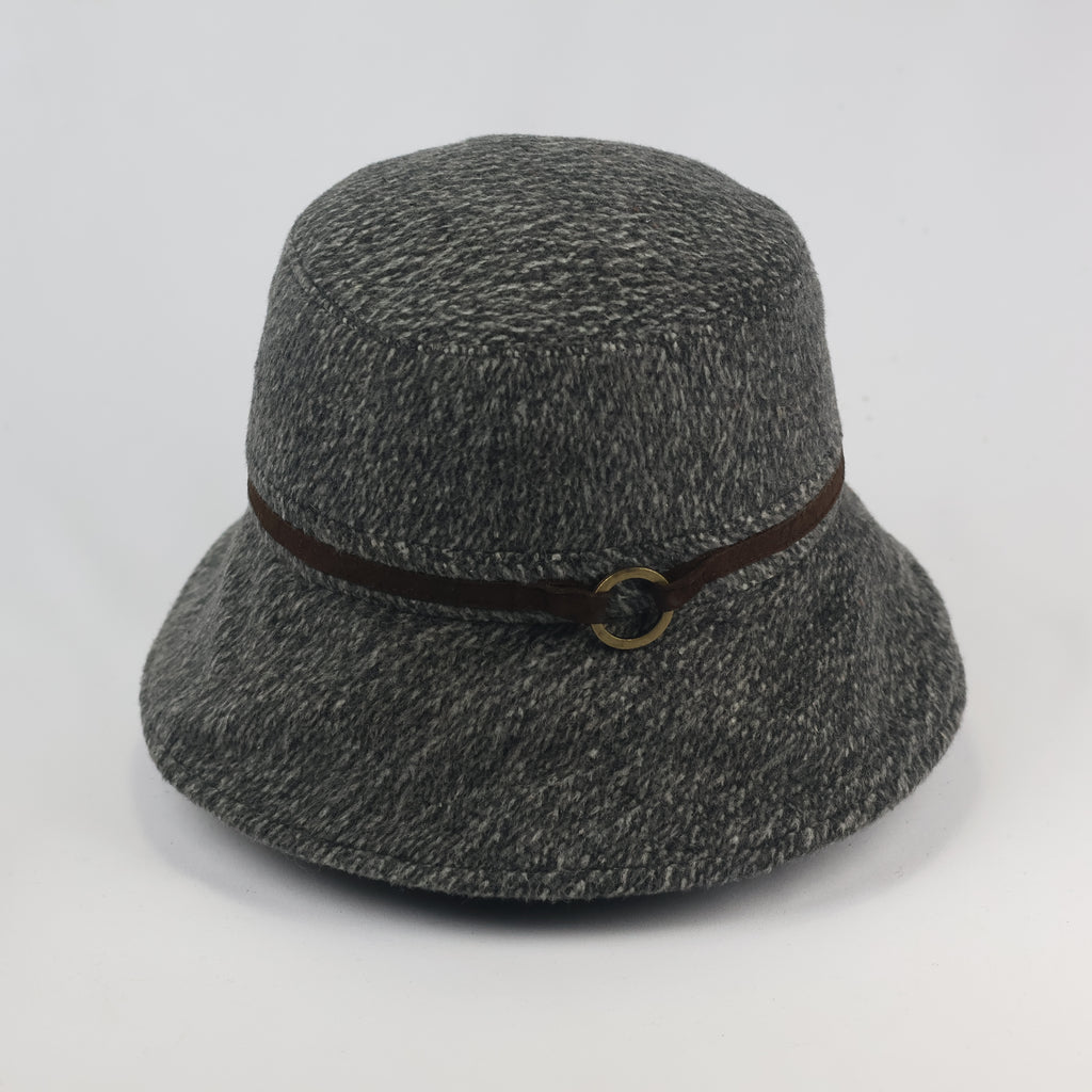 Thrifted Japanese Wool Cloche Hat | Grey Flecked Bucket Cap