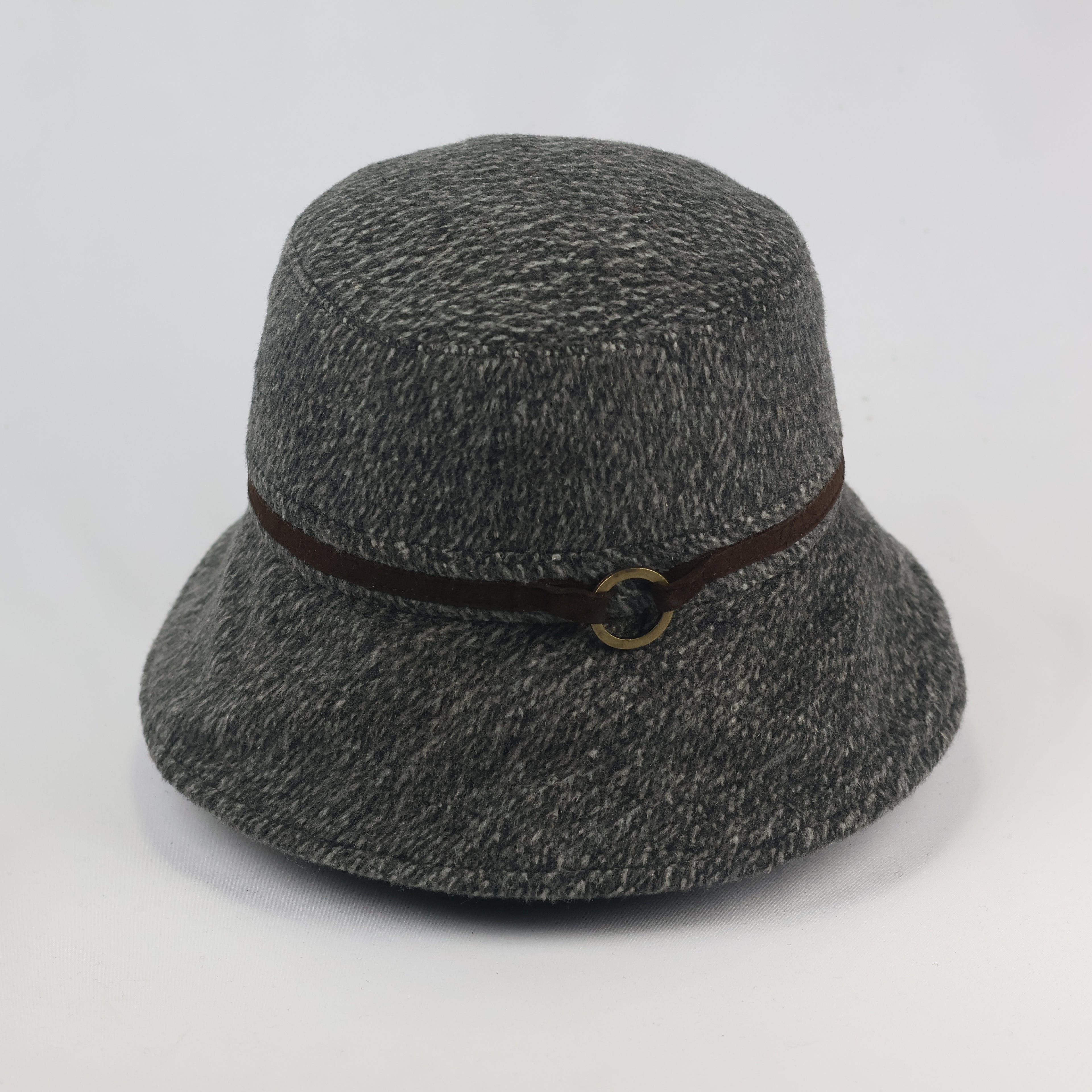 Thrifted Japanese Wool Cloche Hat | Grey Flecked Bucket Cap