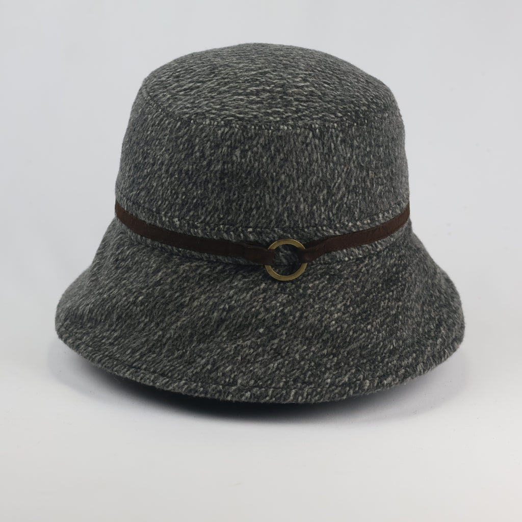 Thrifted Japanese Wool Cloche Hat | Grey Flecked Bucket Cap