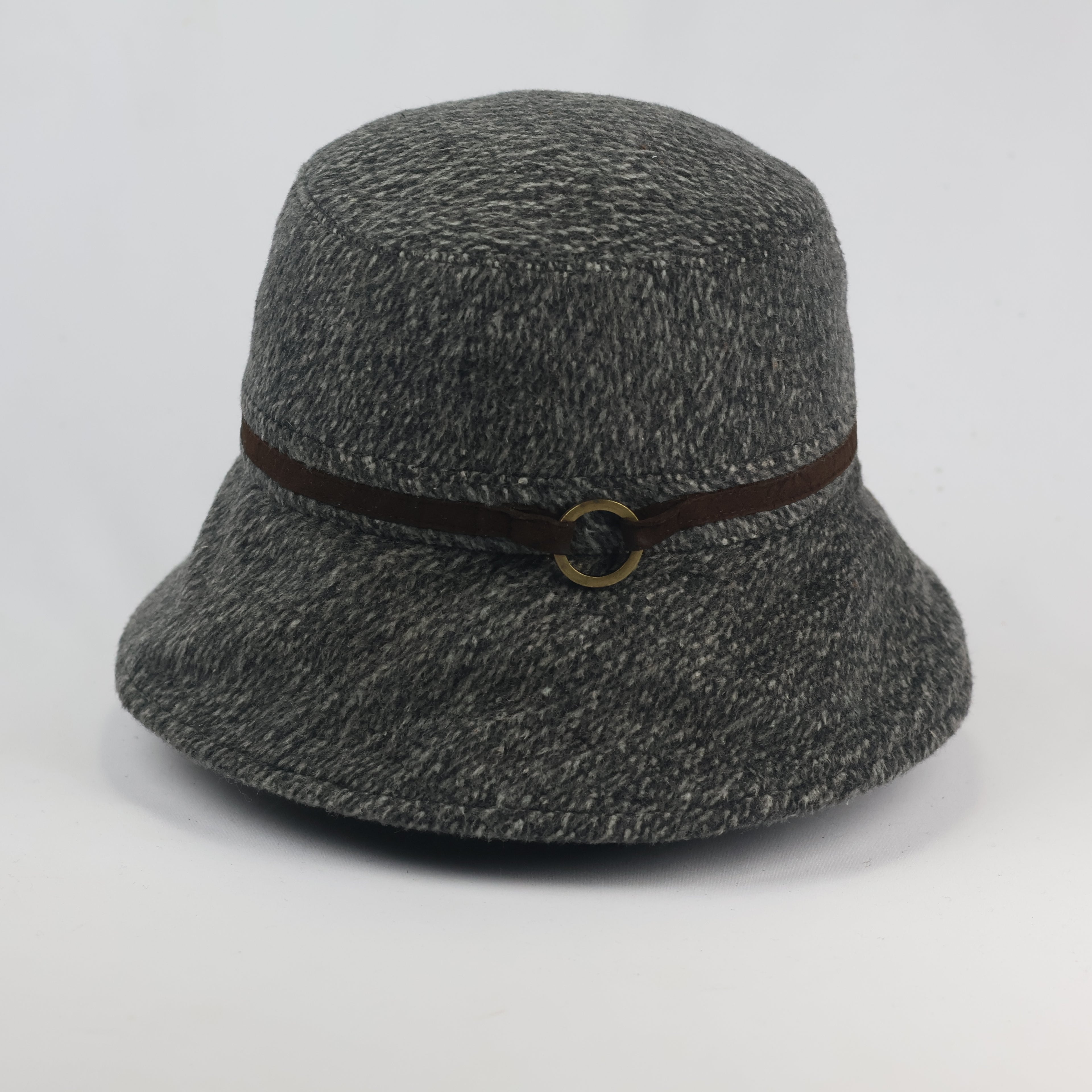 Thrifted Japanese Wool Cloche Hat | Grey Flecked Bucket Cap