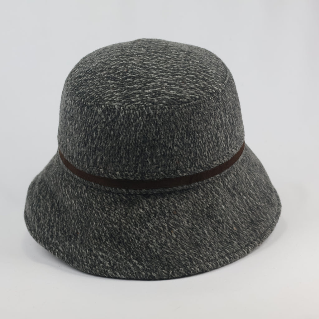 Thrifted Japanese Wool Cloche Hat | Grey Flecked Bucket Cap