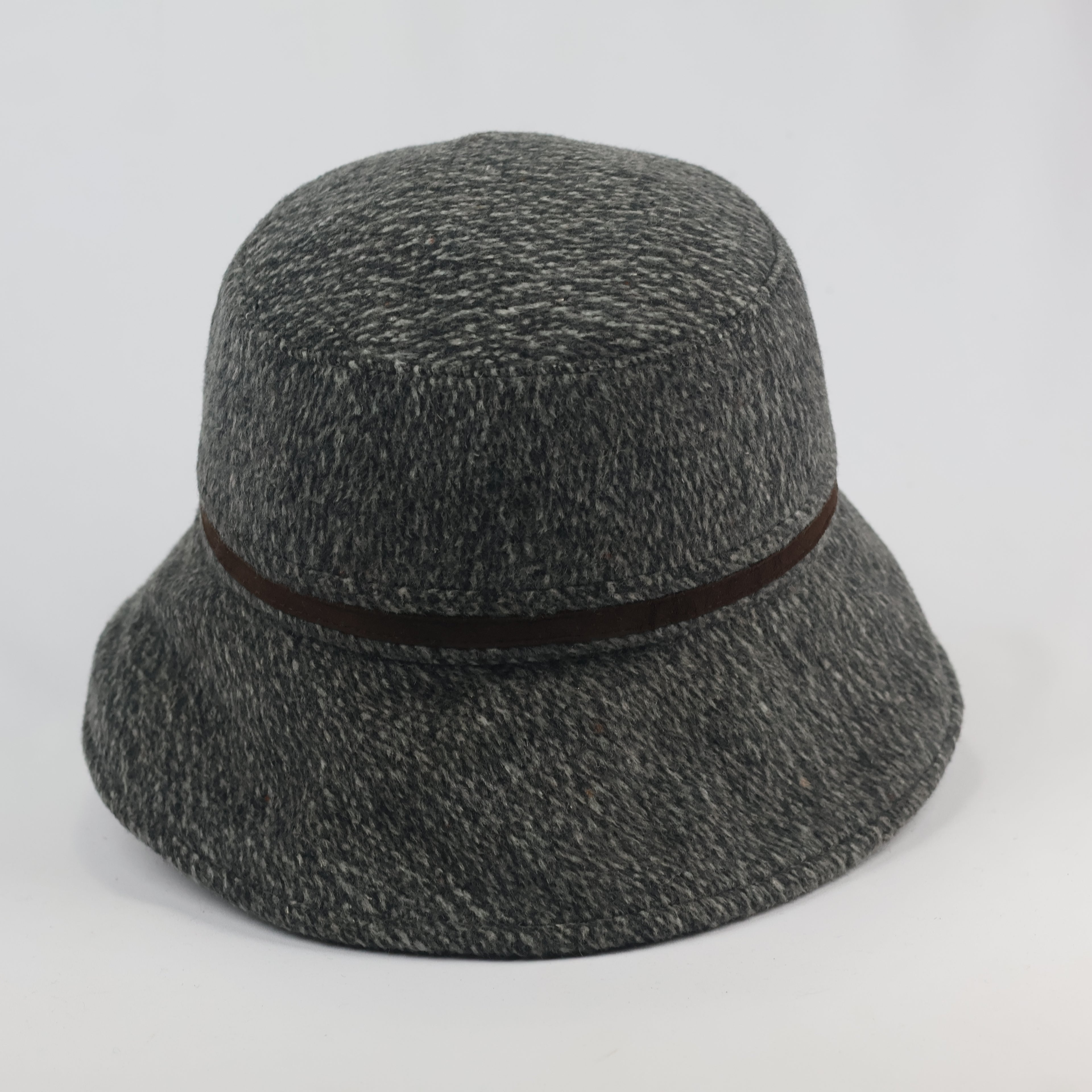 Thrifted Japanese Wool Cloche Hat | Grey Flecked Bucket Cap