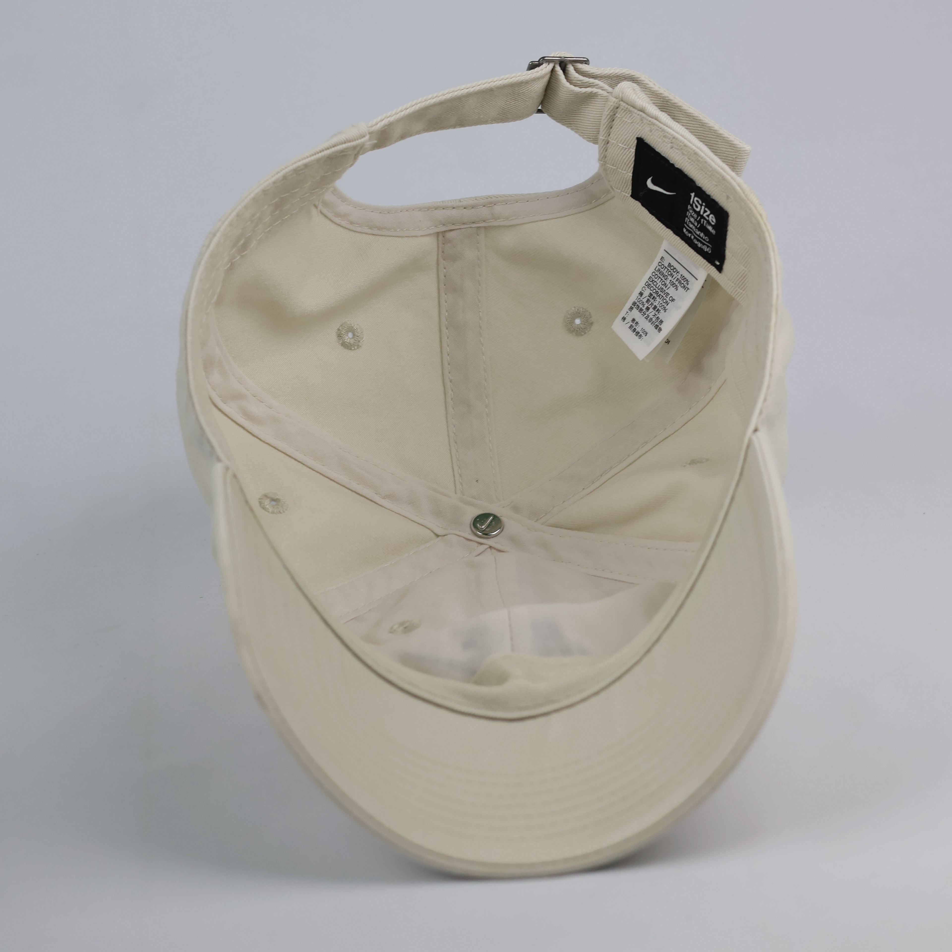Vintage Nike Heritage86 Futura Swoosh Thrifted Cap - Beige/Cream Twill