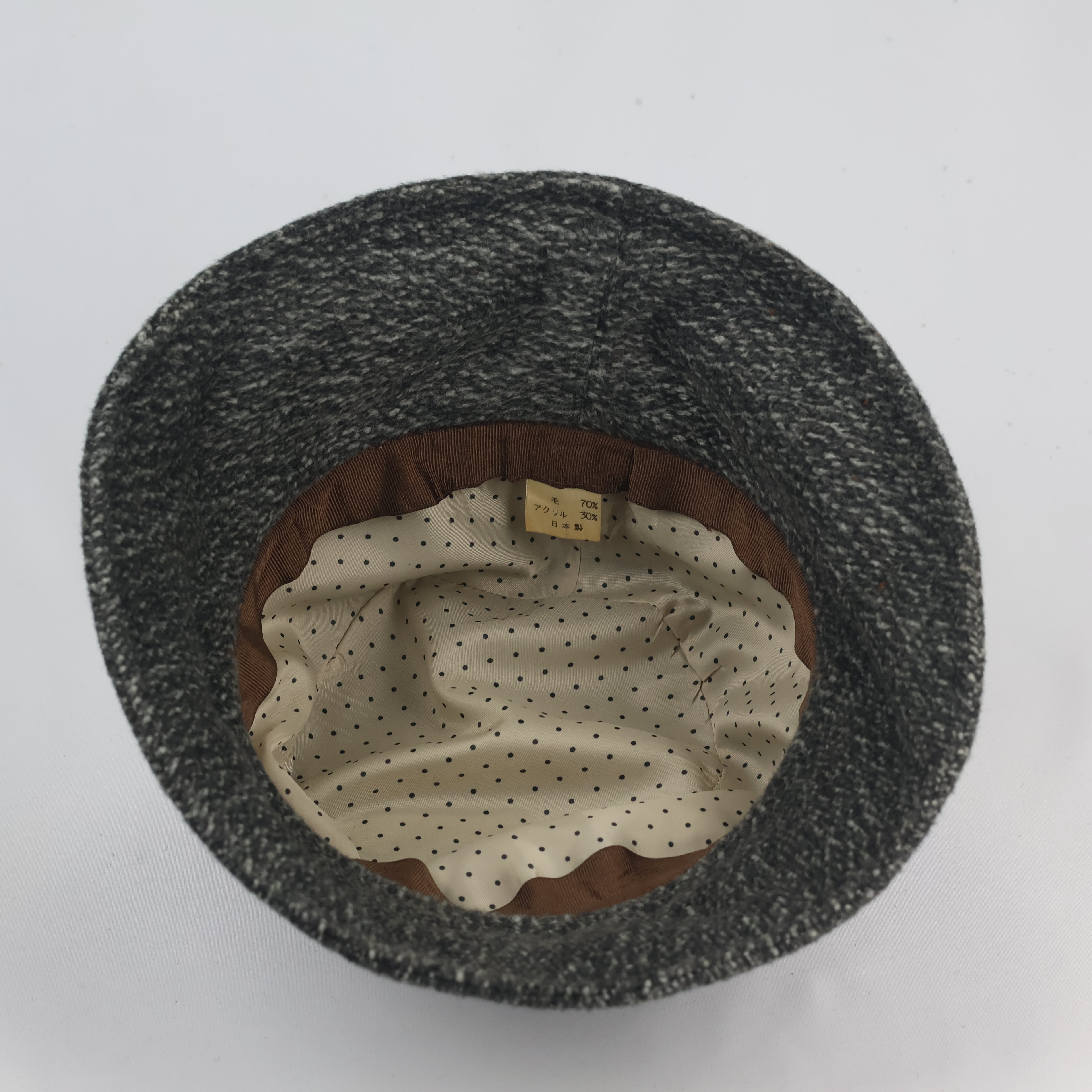 Thrifted Japanese Wool Cloche Hat | Grey Flecked Bucket Cap