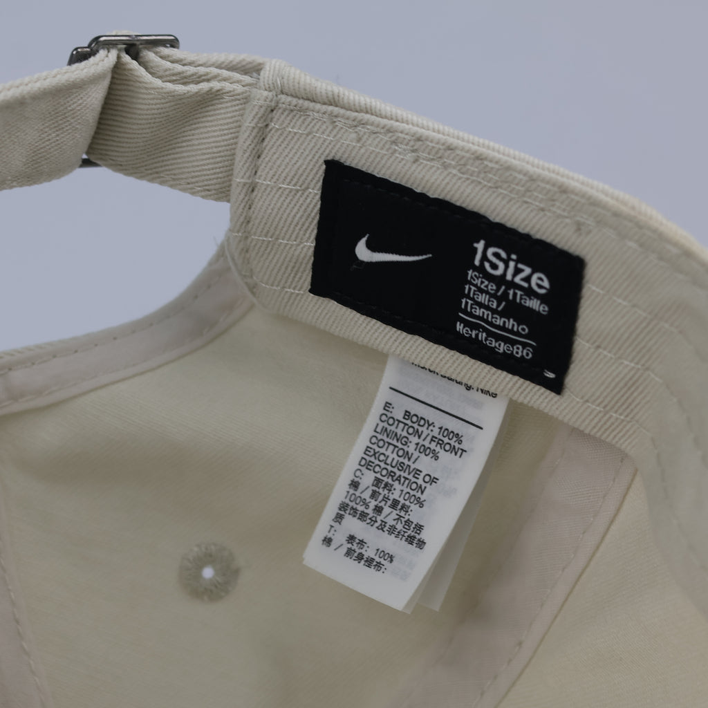 Vintage Nike Heritage86 Futura Swoosh Thrifted Cap - Beige/Cream Twill