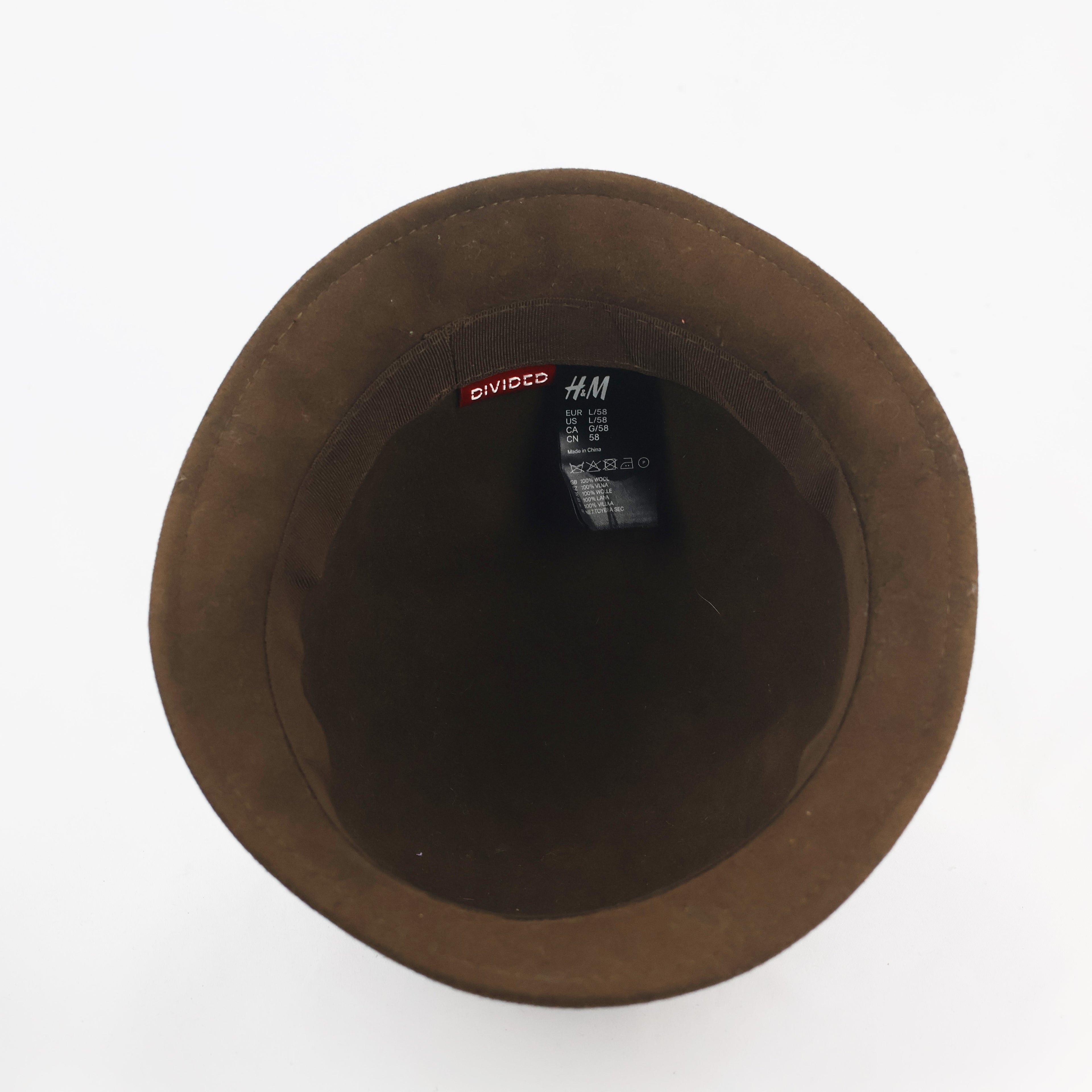 H&M Divided Brown Wool Cloche Thrifted Hat | Vintage Style Bow Cap | Size L/58