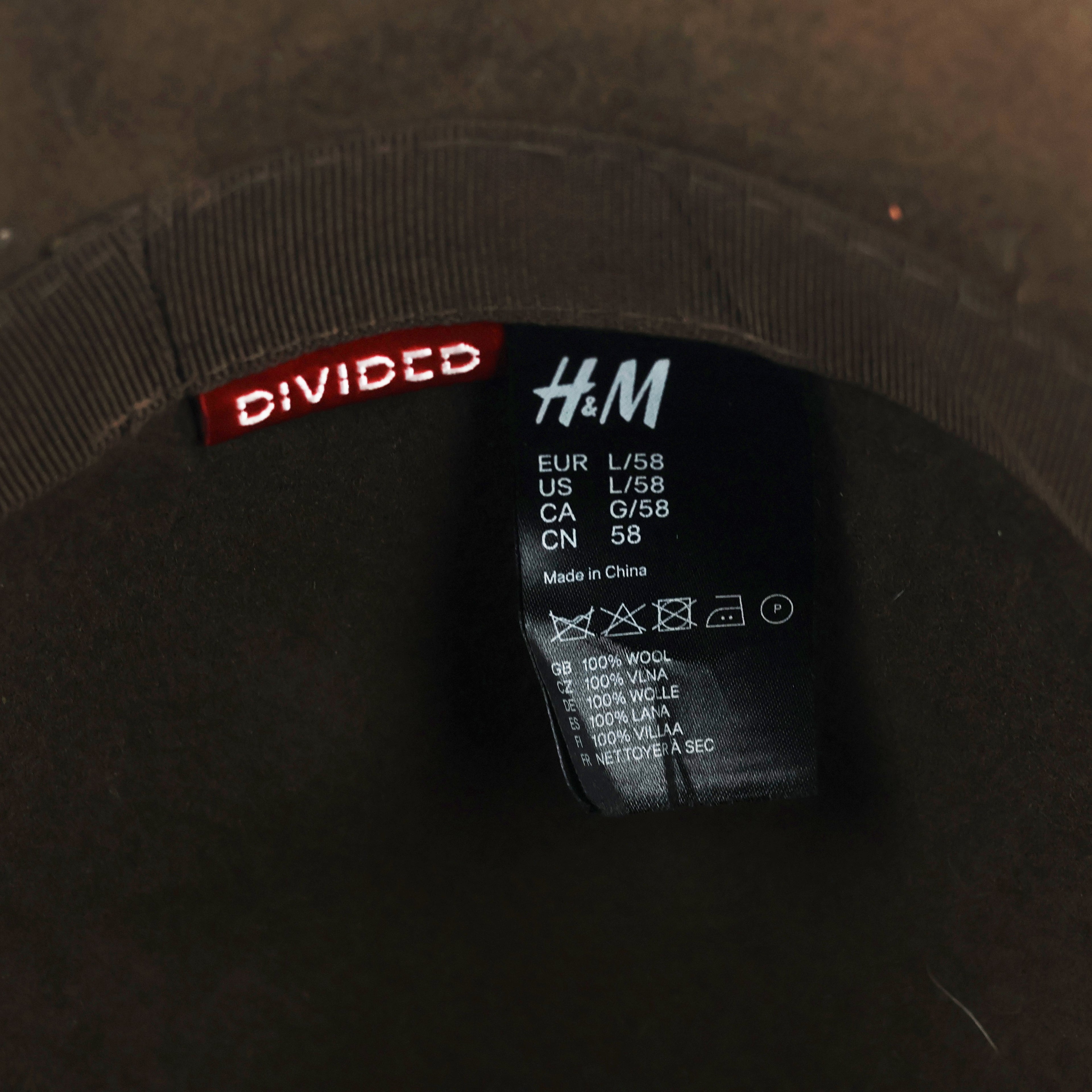 H&M Divided Brown Wool Cloche Thrifted Hat | Vintage Style Bow Cap | Size L/58