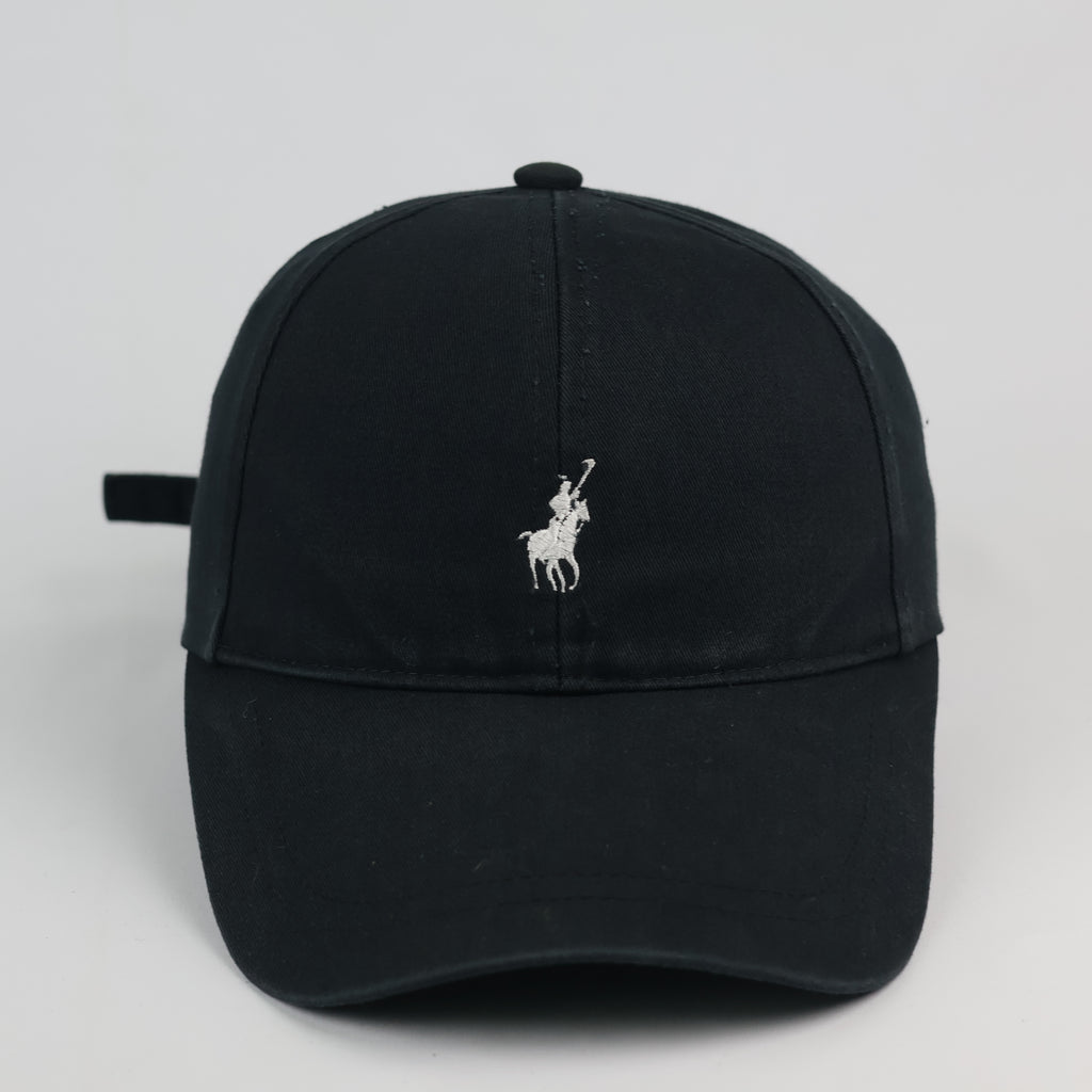 Vintage Polo Ralph Lauren Thrifted Cap - Black Chino Twill with White Logo